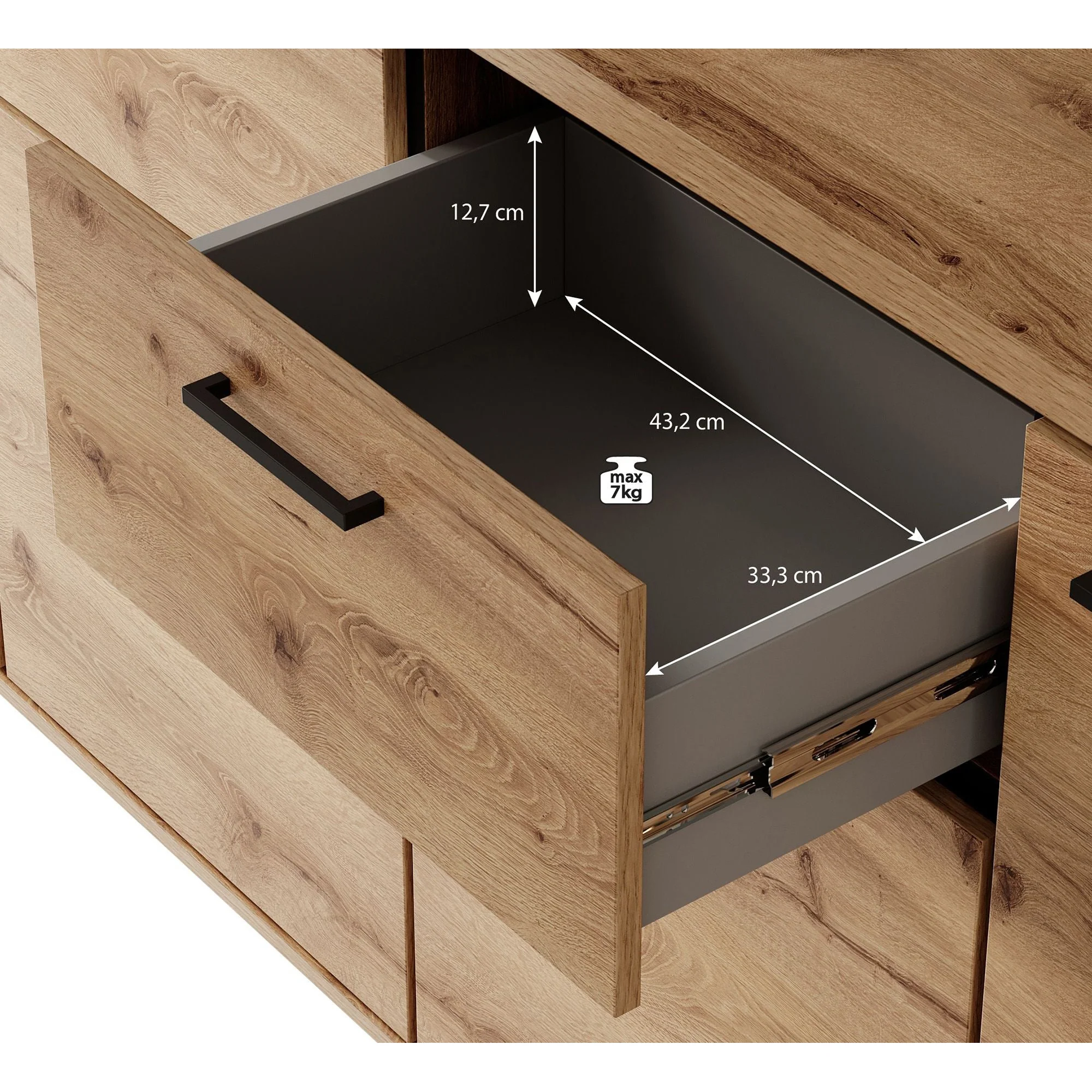 Acapulco - Dressoir - Eiken/zwart - 213x41x91 cm - Image 5