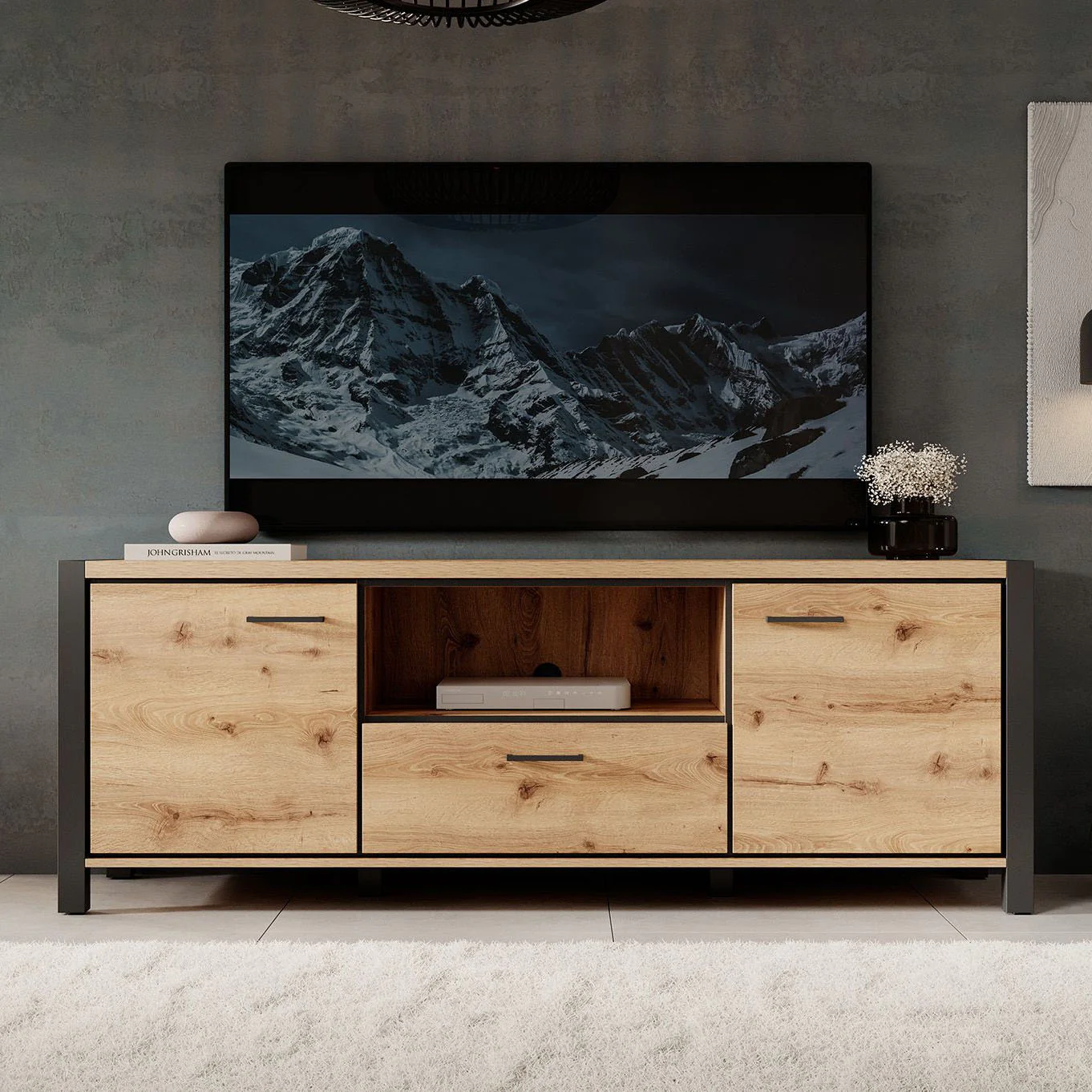 Acapulco - TV-Meubel - Eiken/zwart - 180 cm - Image 3