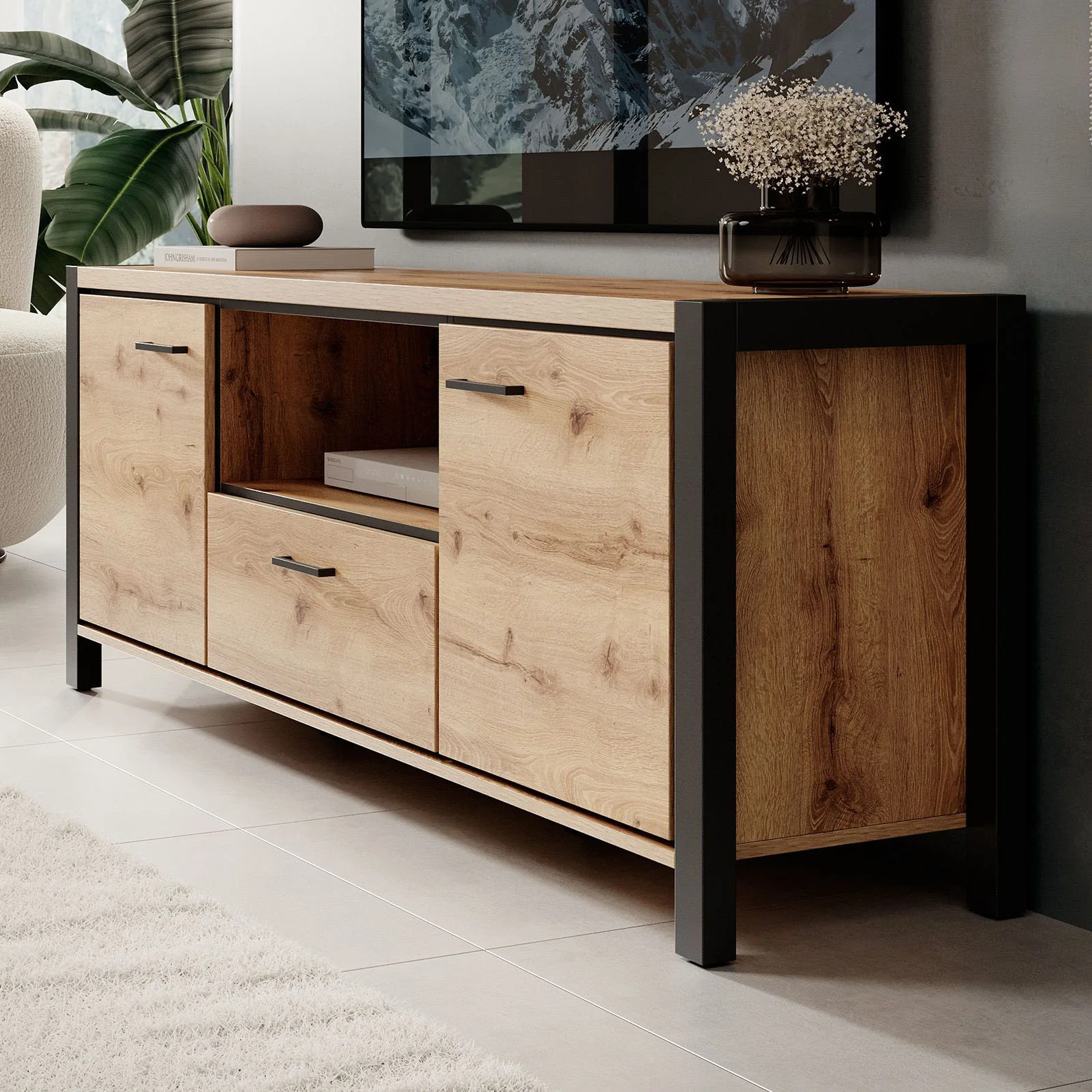 Acapulco - TV-Meubel - Eiken/zwart - 180 cm - Image 4