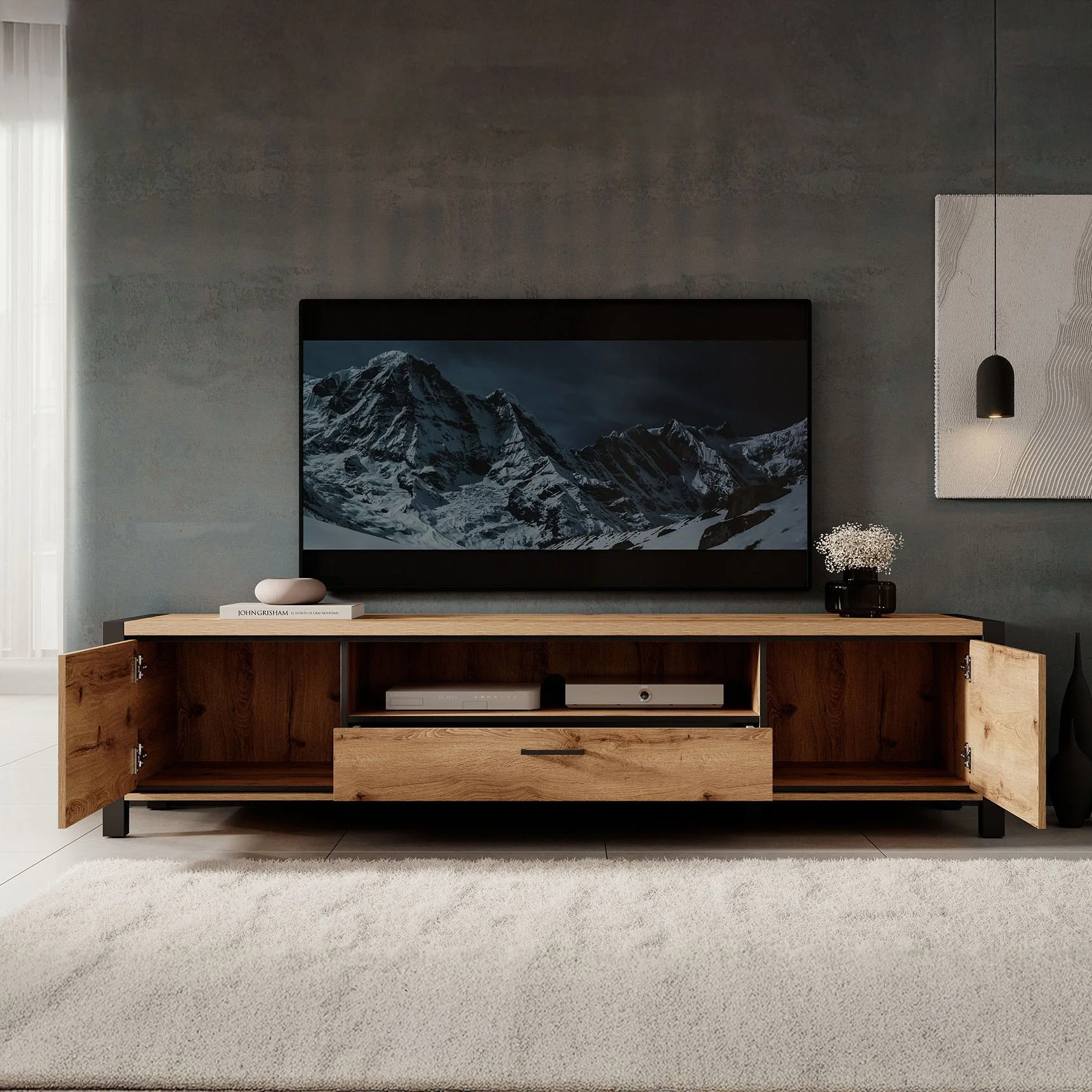 Acapulco - TV-Meubel - Eiken/zwart - 210 cm - Image 2