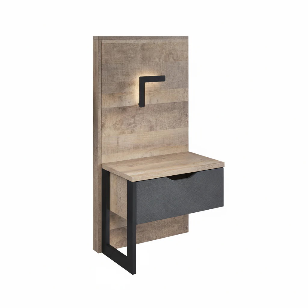 Acasia - Nachtkastje set van 2 - Grijs/eiken - 52x37x100 cm - Image 6