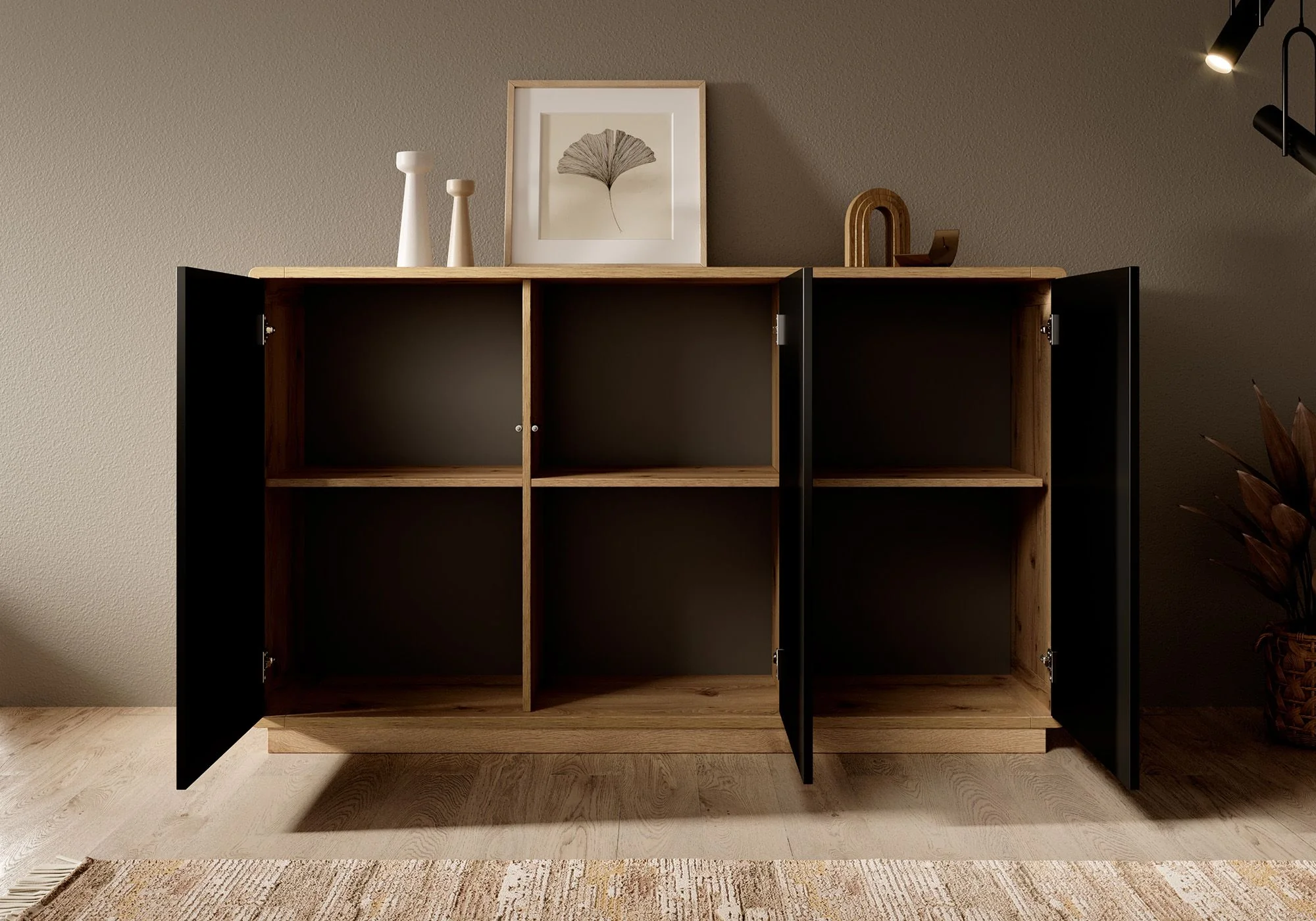 Acuna - Dressoir - Zwart/eiken - 160x40x75 cm - Image 3