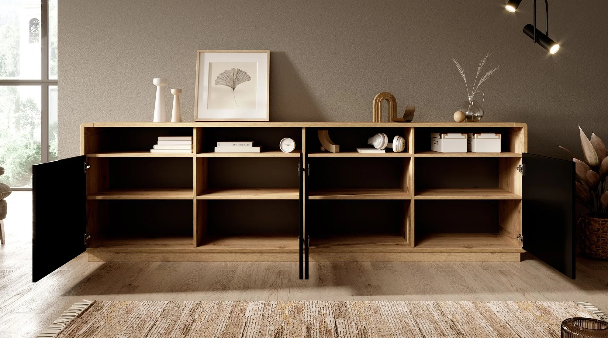 Acuna - Dressoir - Zwart/eiken - 238x40x75 cm - Image 3