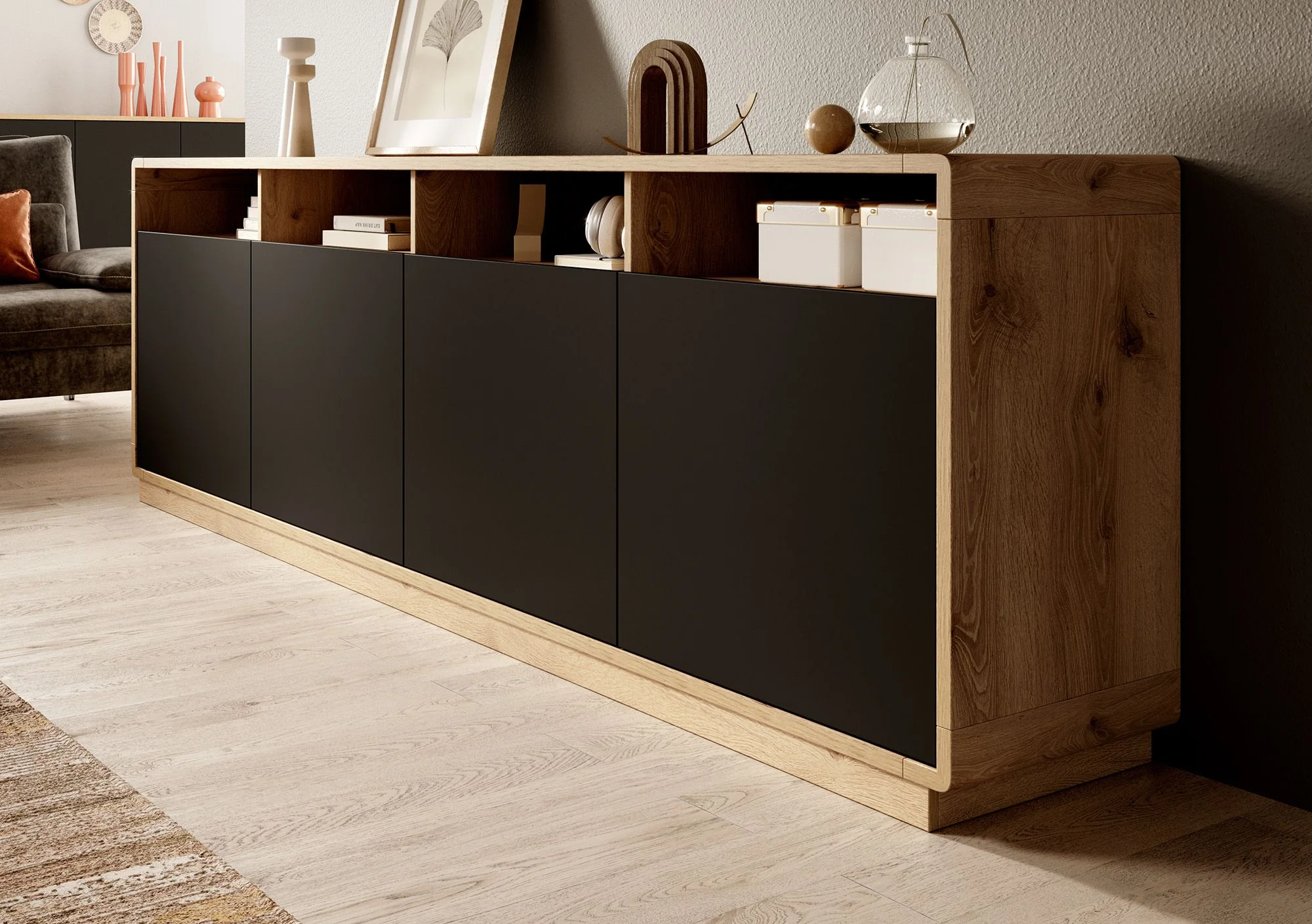 Acuna - Dressoir - Zwart/eiken - 238x40x75 cm - Image 4