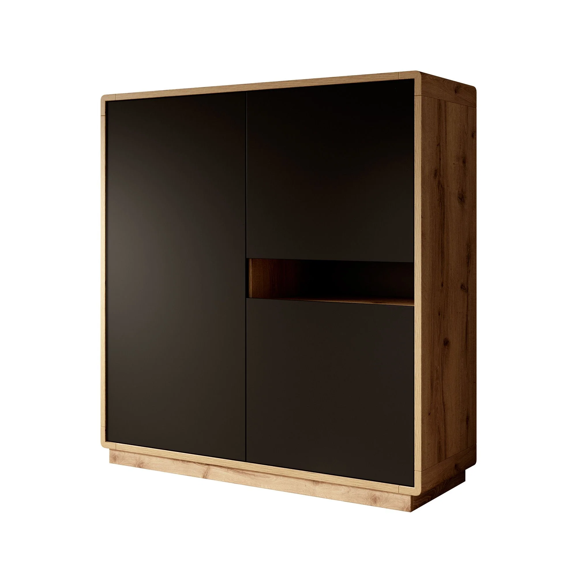 Acuna - Opbergkast met 3 deuren - Zwart/eiken - 121x40x126 cm - Image 6