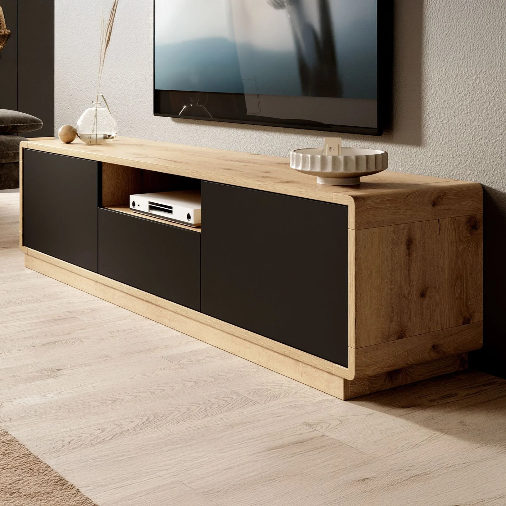 Acuna - TV-Meubel - Zwart/eiken - 180 cm - Image 3