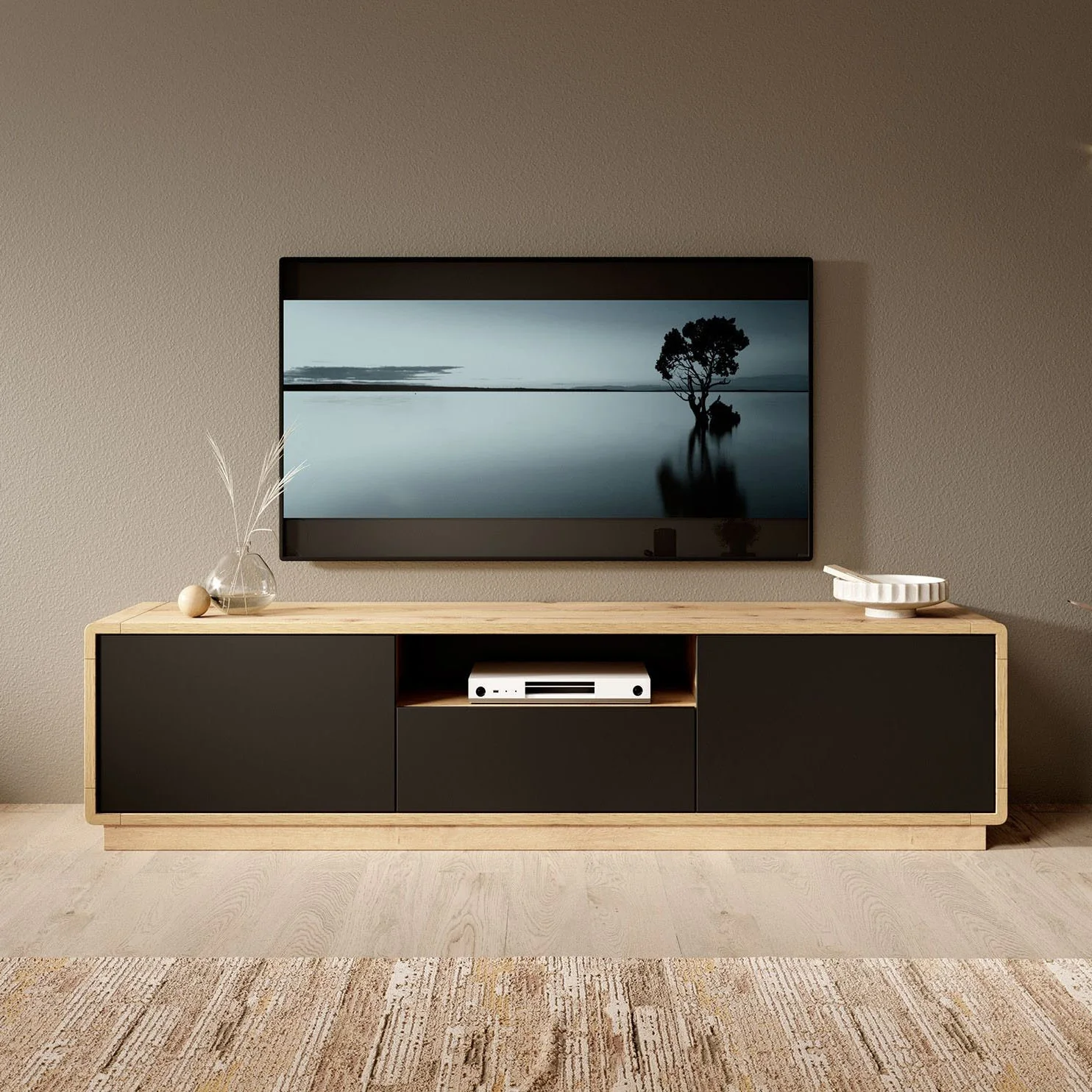 Acuna - TV-Meubel - Zwart/eiken - 180 cm - Image 4