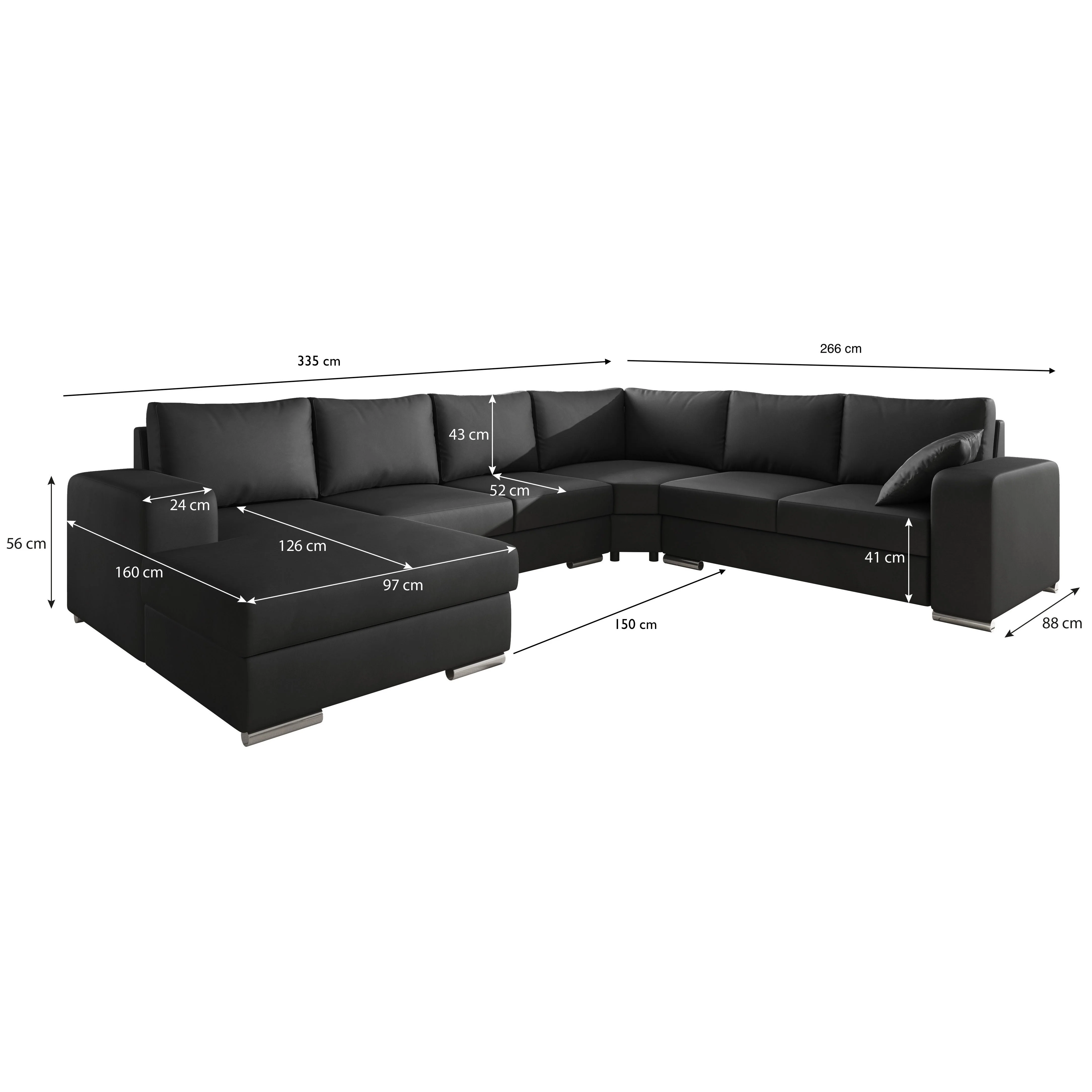 Adel - Hoekbank 5-zits met chaise longue - Kunstleer antraciet - Links - Image 5