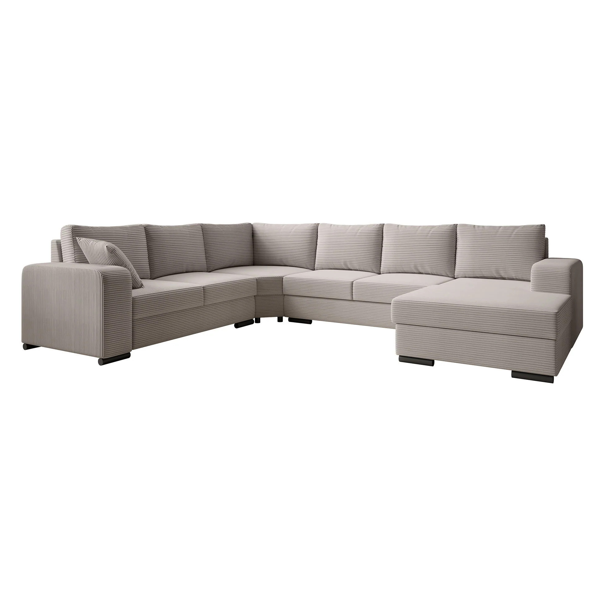 Adel - Hoekbank 5-zits met chaise longue - Ribstof beige - Rechts - Image 6
