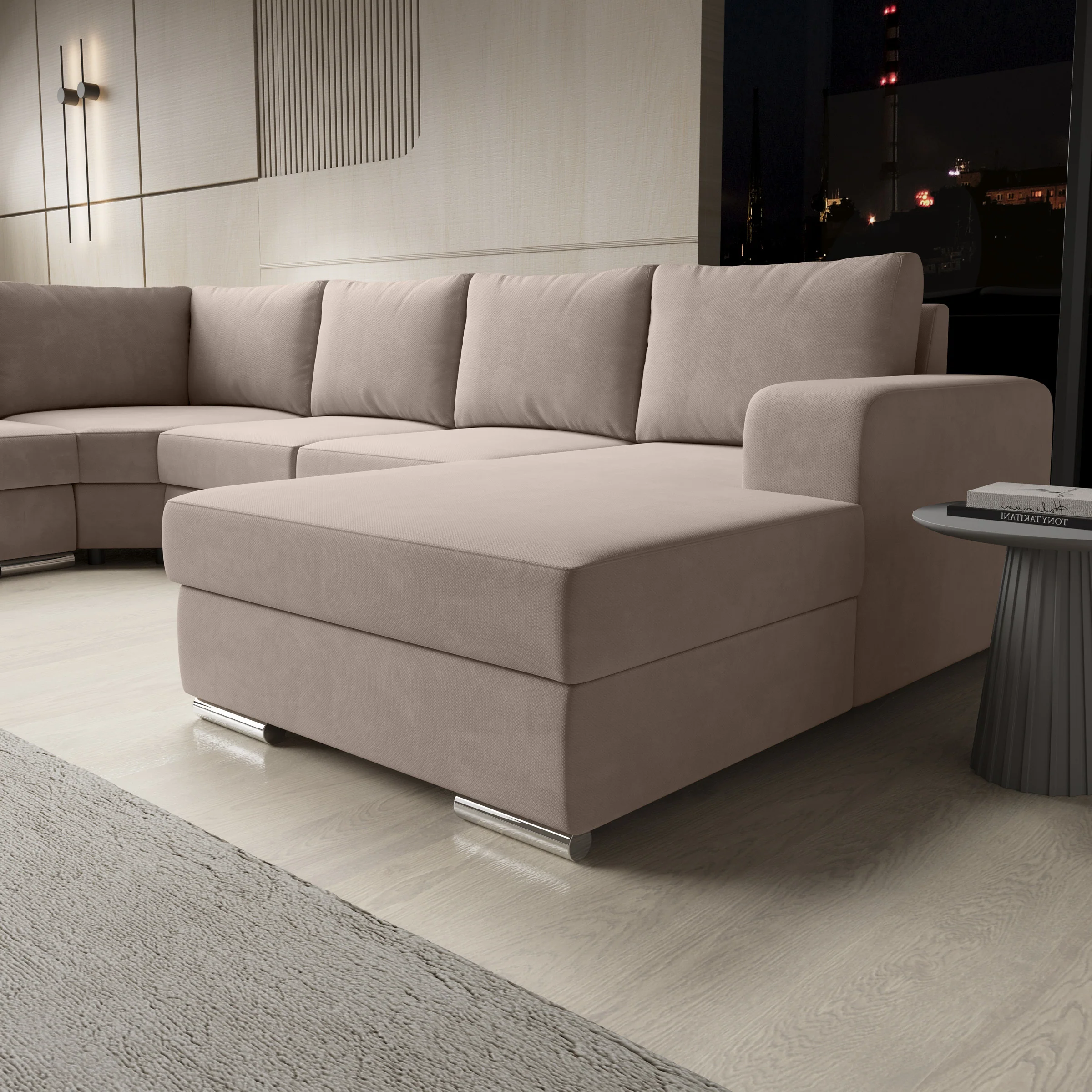 Adel - Hoekbank 5-zits met chaise longue - Stof beige - Rechts - Image 3