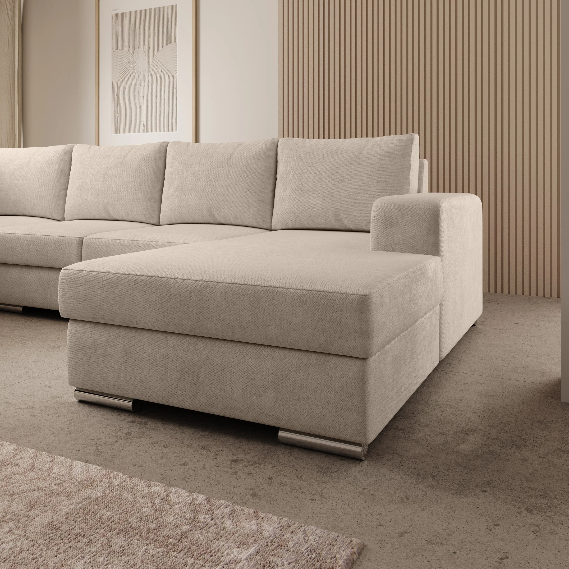 Adel - Hoekbank 5-zits met chaise longue - Velvet beige - Rechts - Image 3