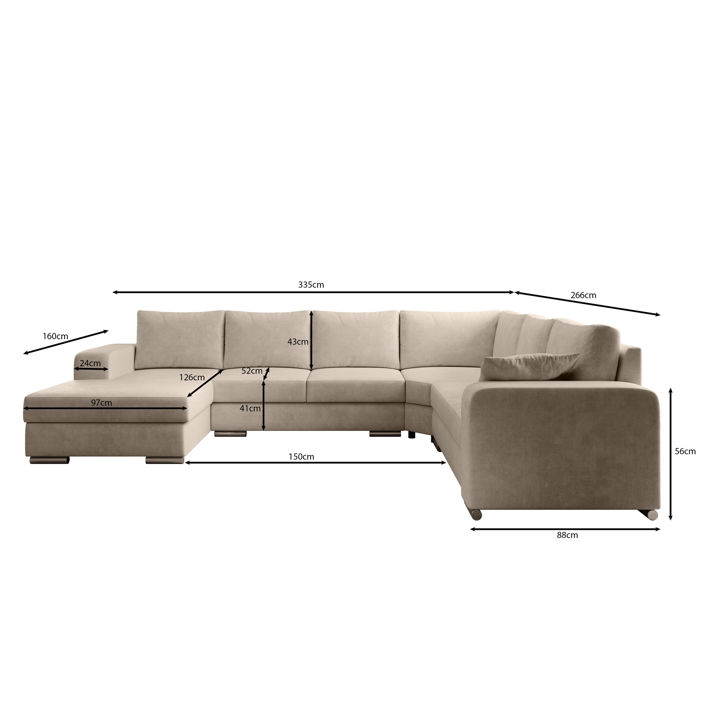 Adel - Hoekbank 5-zits met chaise longue - Velvet zwart - Links - Image 5