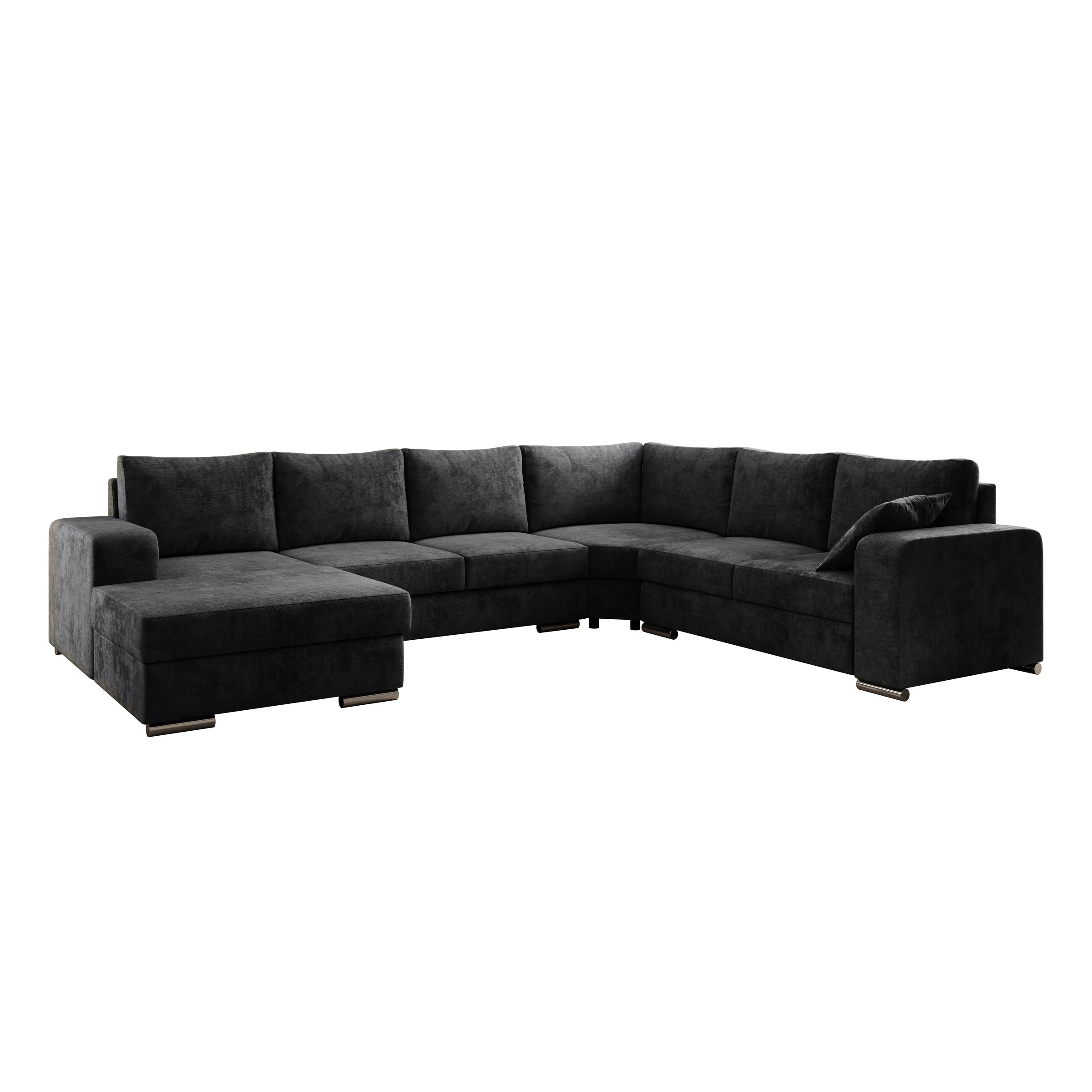 Adel - Hoekbank 5-zits met chaise longue - Velvet zwart - Links - Image 6