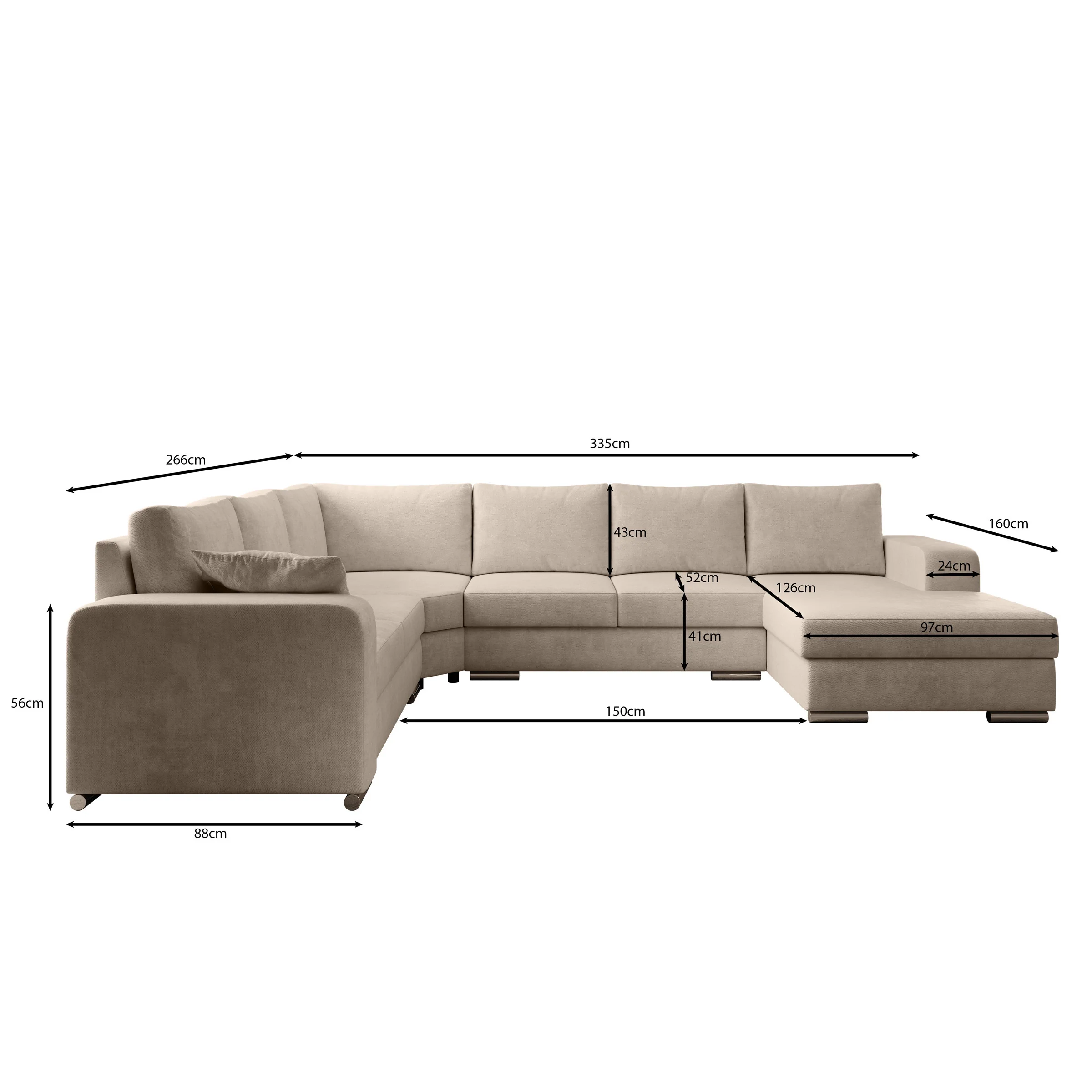 Adel - Hoekbank 5-zits met chaise longue - Velvet zwart - Rechts - Image 5