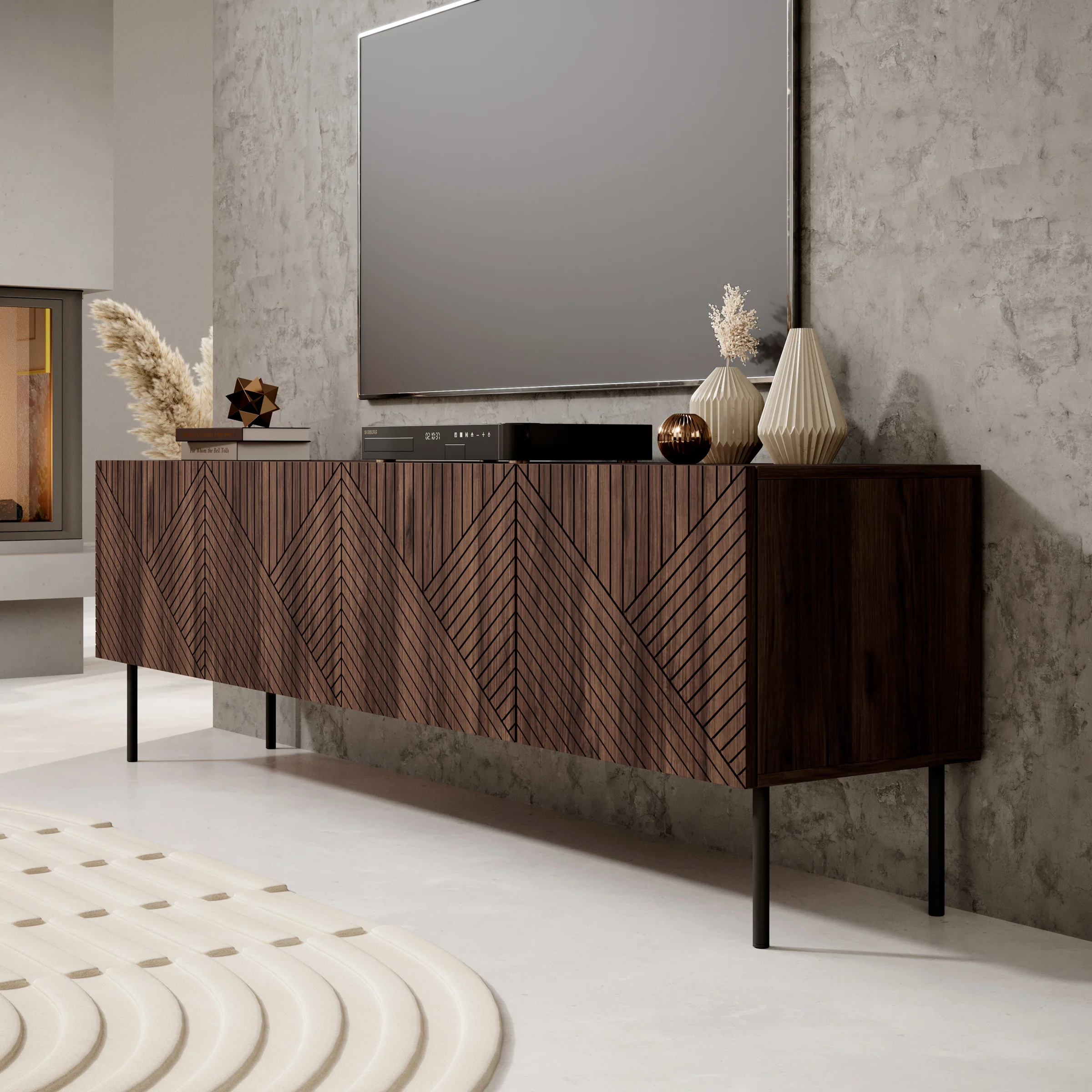 Adelaide - TV-Meubel met 4 deuren - Eiken - 190x40x58 cm - Image 4