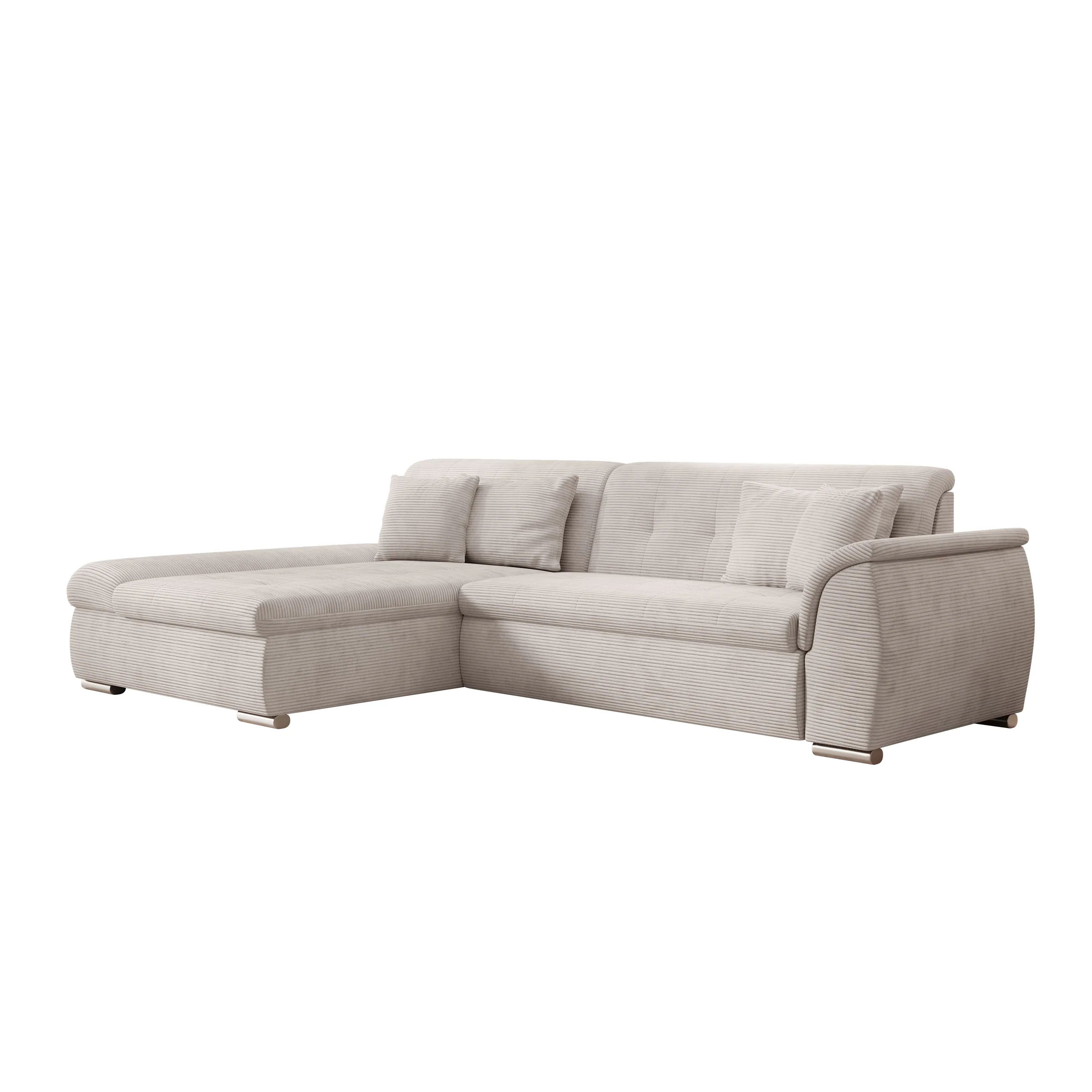 Alberta - Hoekbank 3-zits met slaapfunctie - Ribstof beige - Links - 286x170x80 cm - Image 8