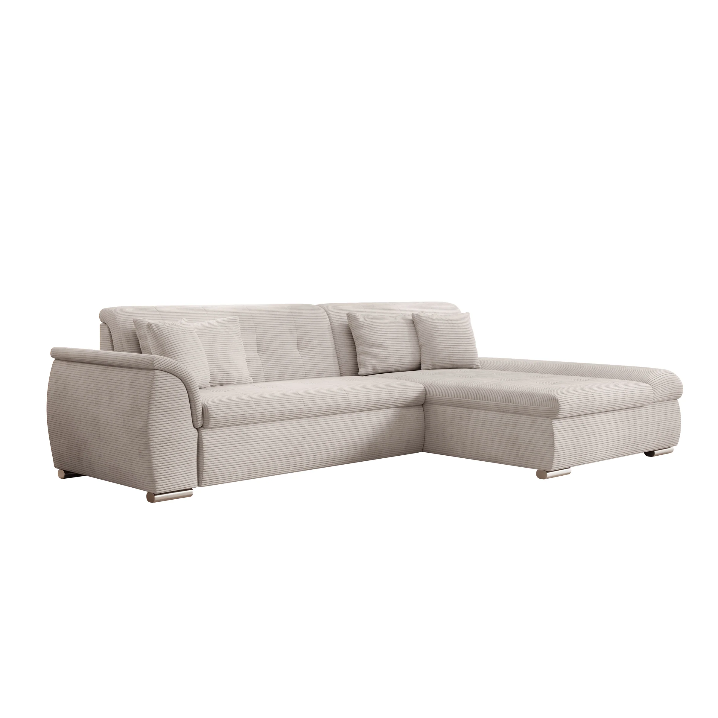 Alberta - Hoekbank 3-zits met slaapfunctie - Ribstof beige - Rechts - 286x170x80 cm - Image 8