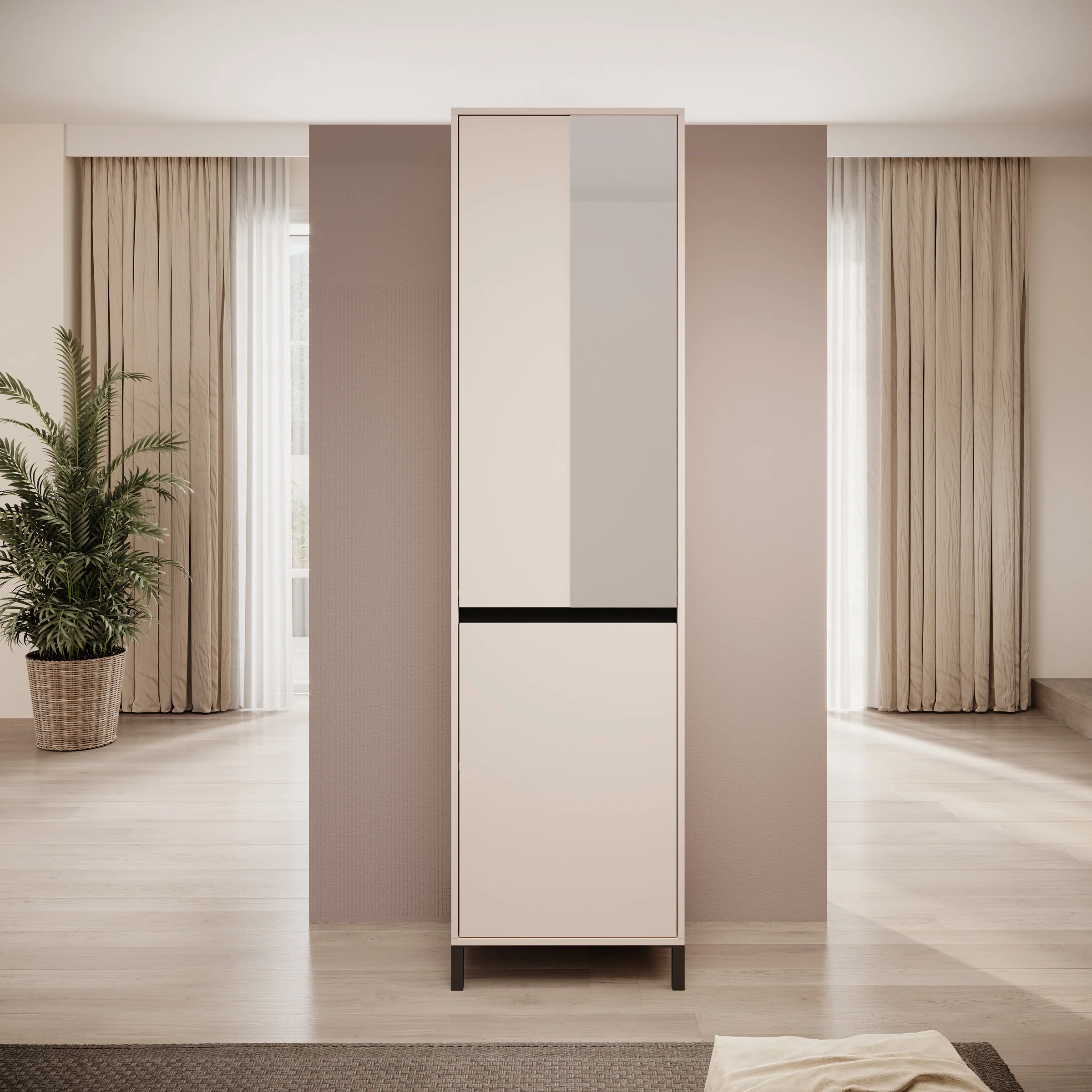 Alessa - Halkast met 2 deuren - Beige - 55x40x206 cm - Image 3