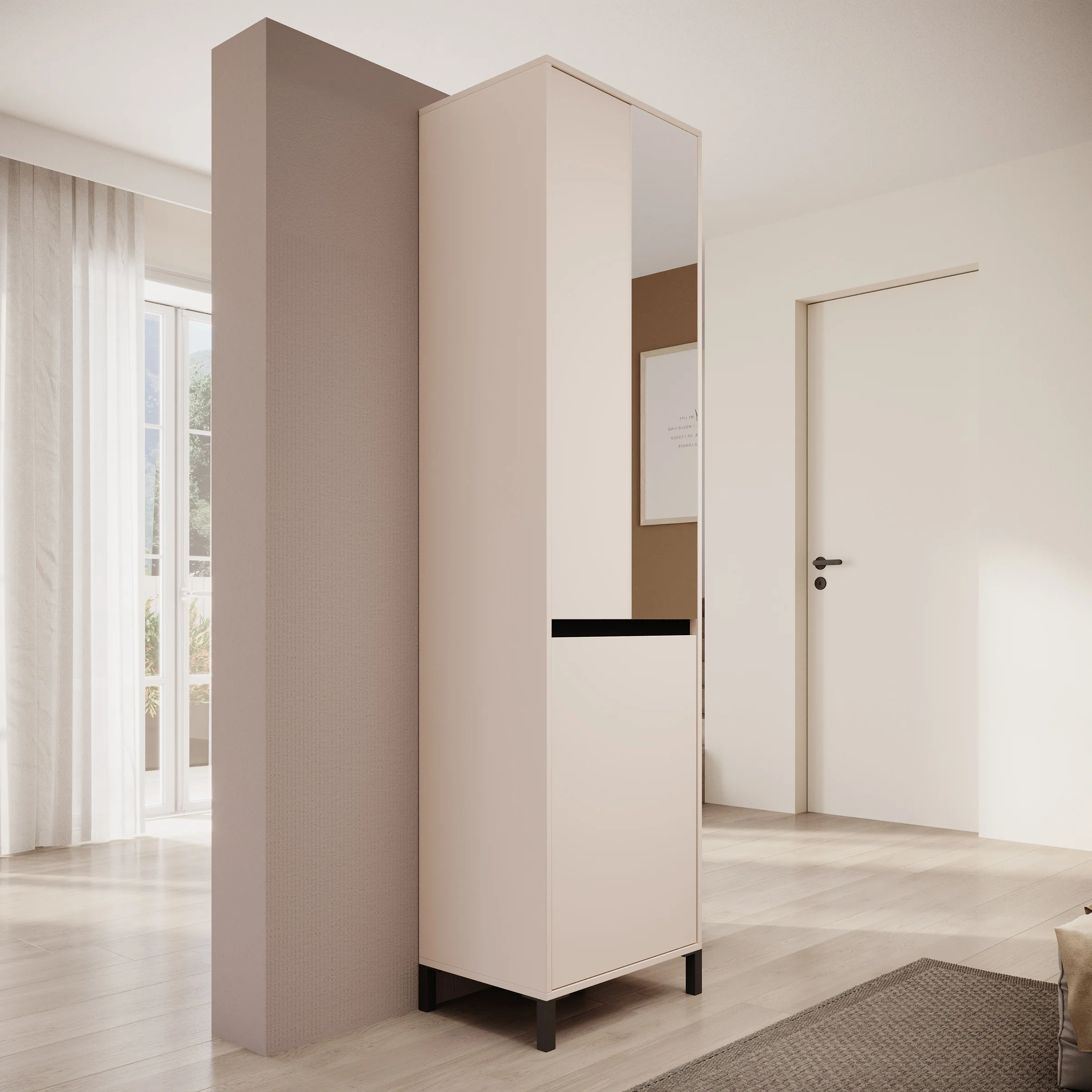 Alessa - Halkast met 2 deuren - Beige - 55x40x206 cm - Image 4