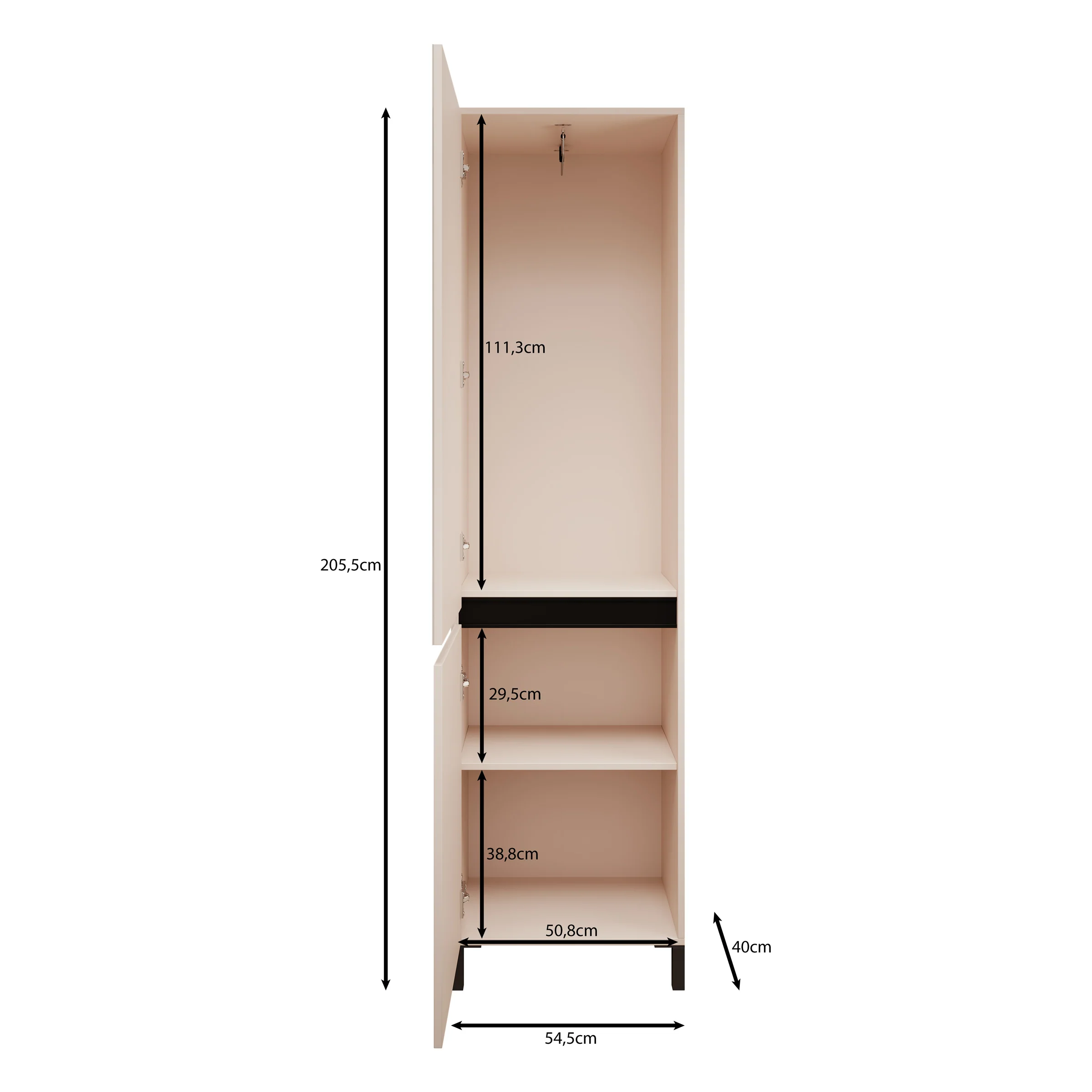 Alessa - Halkast met 2 deuren - Beige - 55x40x206 cm - Image 5