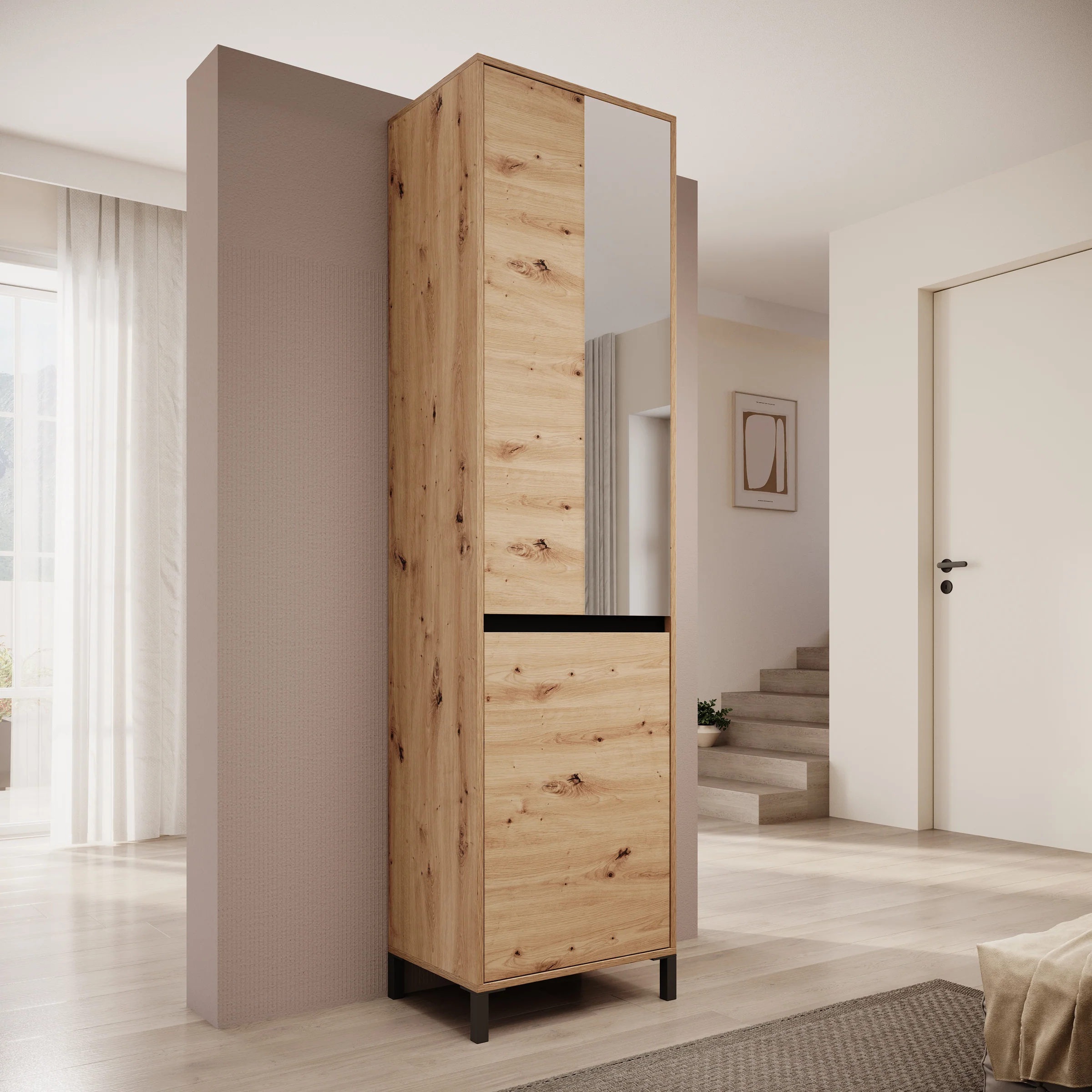 Alessa - Halkast met 2 deuren - Eiken  - 55x40x206 cm