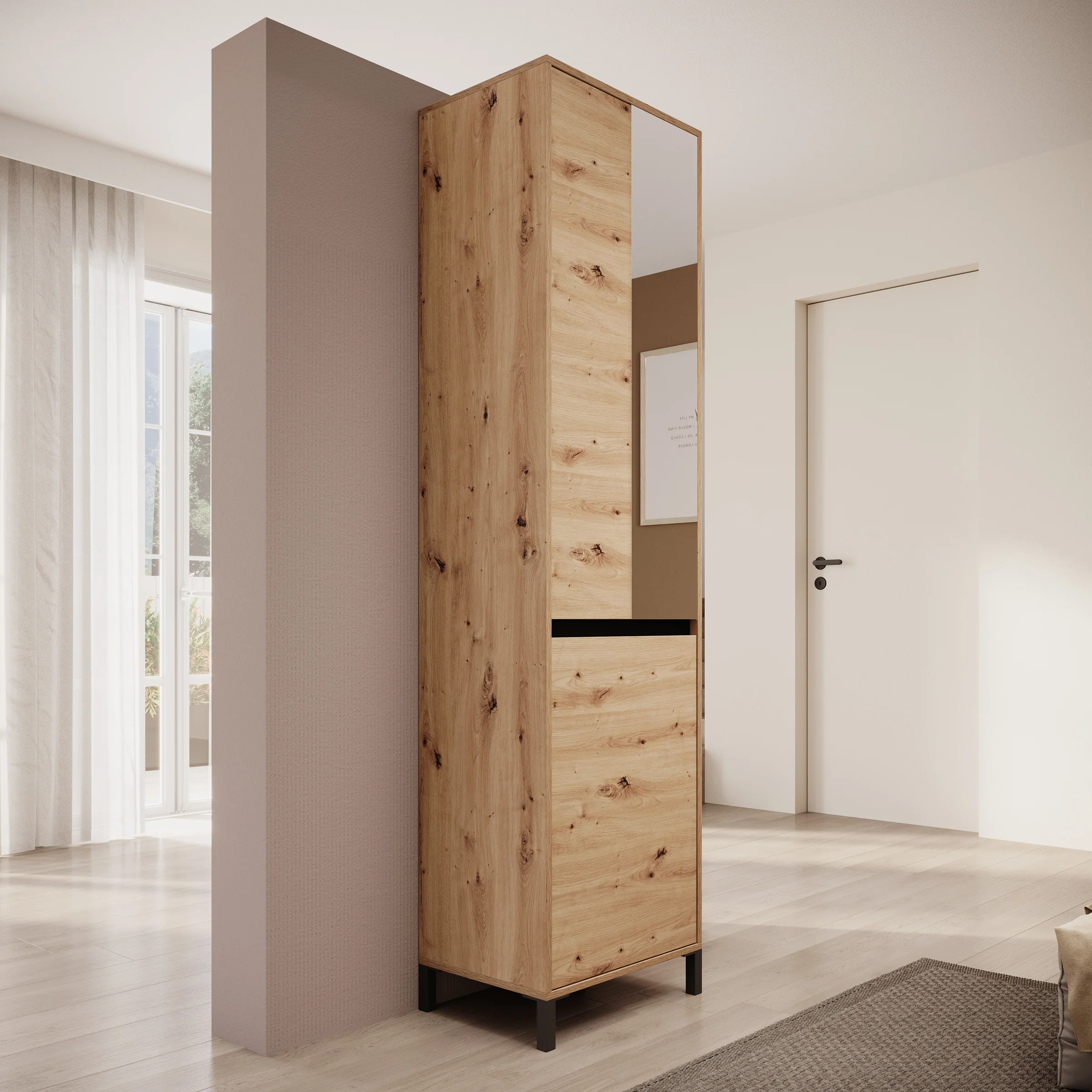Alessa - Halkast met 2 deuren - Eiken  - 55x40x206 cm - Image 4