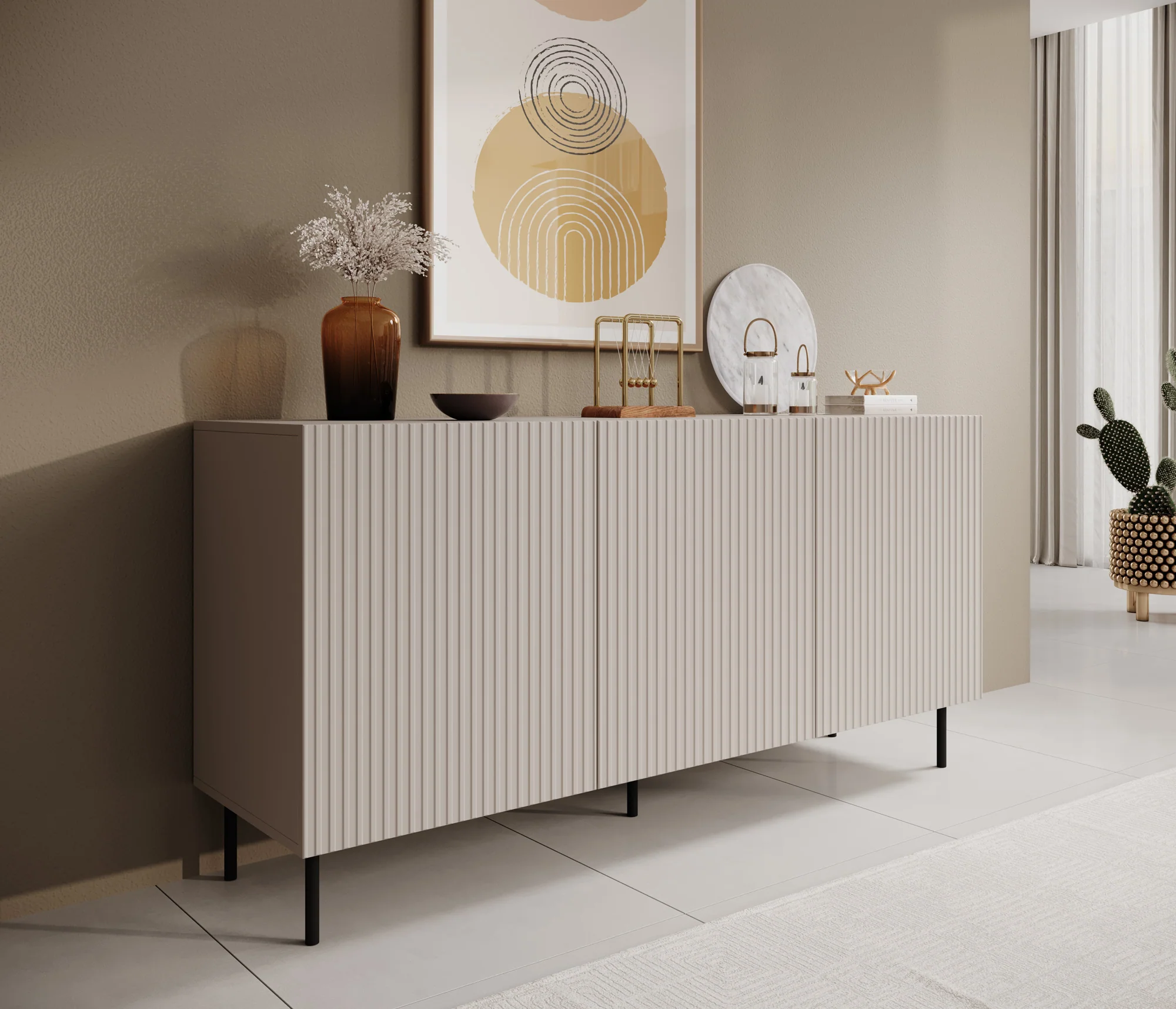 Alex - Dressoir - Beige - 156x42x76 cm