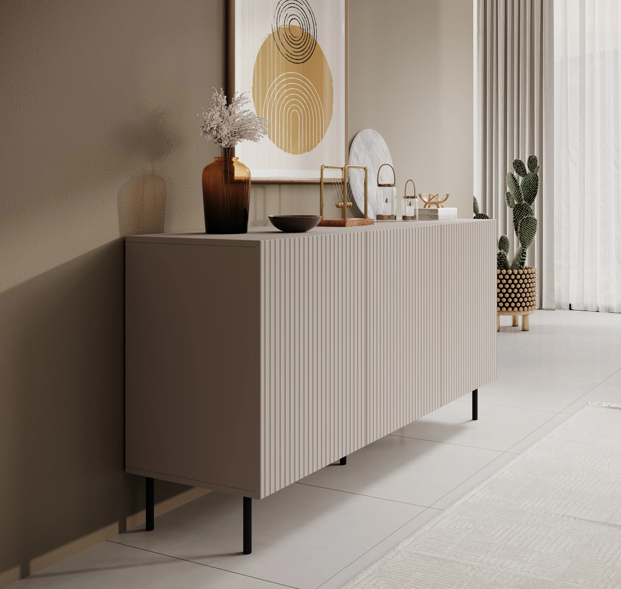 Alex - Dressoir - Beige - 156x42x76 cm - Image 4