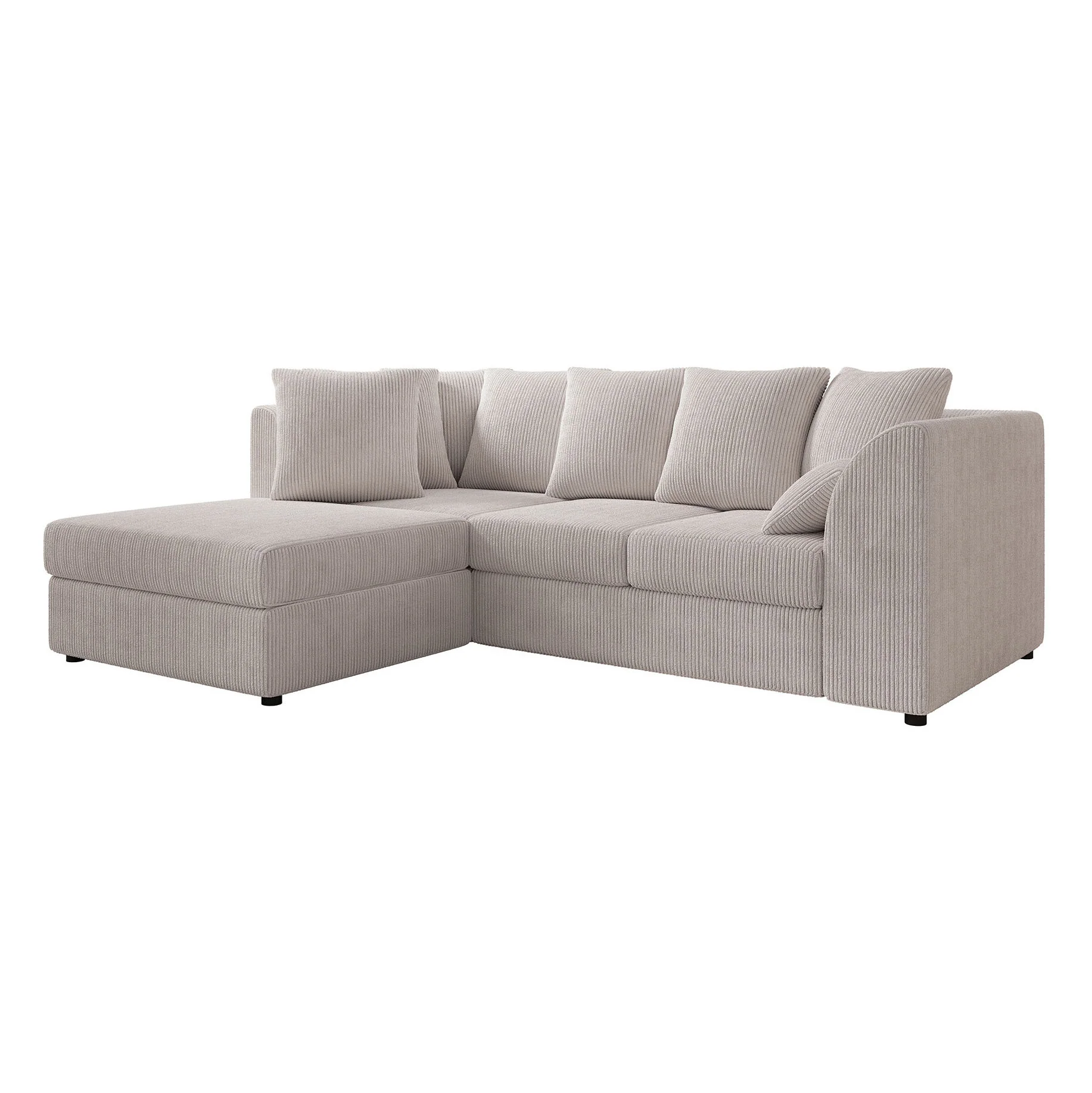 Alfort - Hoekbank 3-zits met chaise longue - Ribstof beige - Links - Image 6
