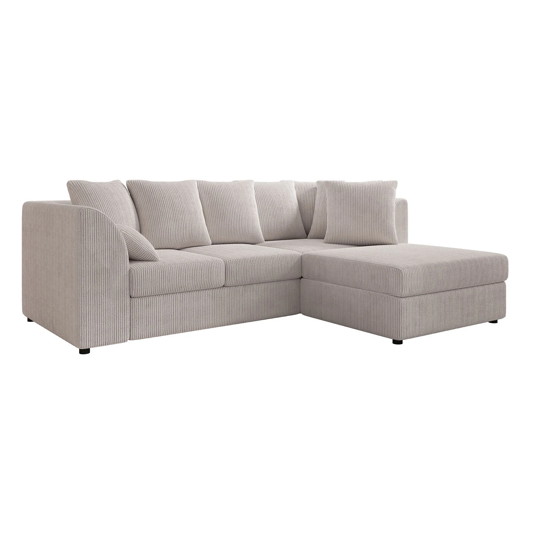 Alfort - Hoekbank 3-zits met chaise longue - Ribstof beige - Rechts - Image 6