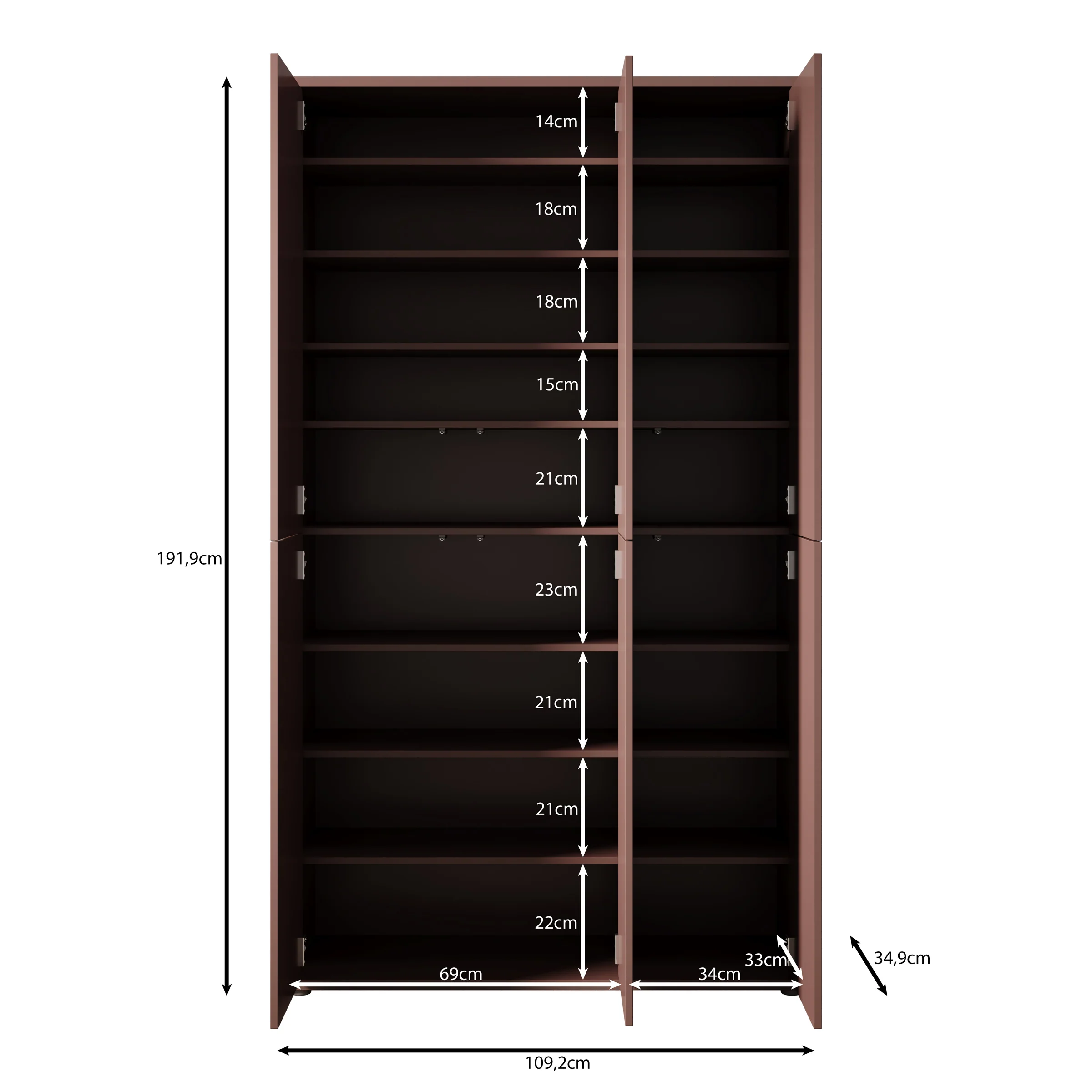 Amber - Schoenenkast - Terracotta - 109x35x192 cm - Image 5