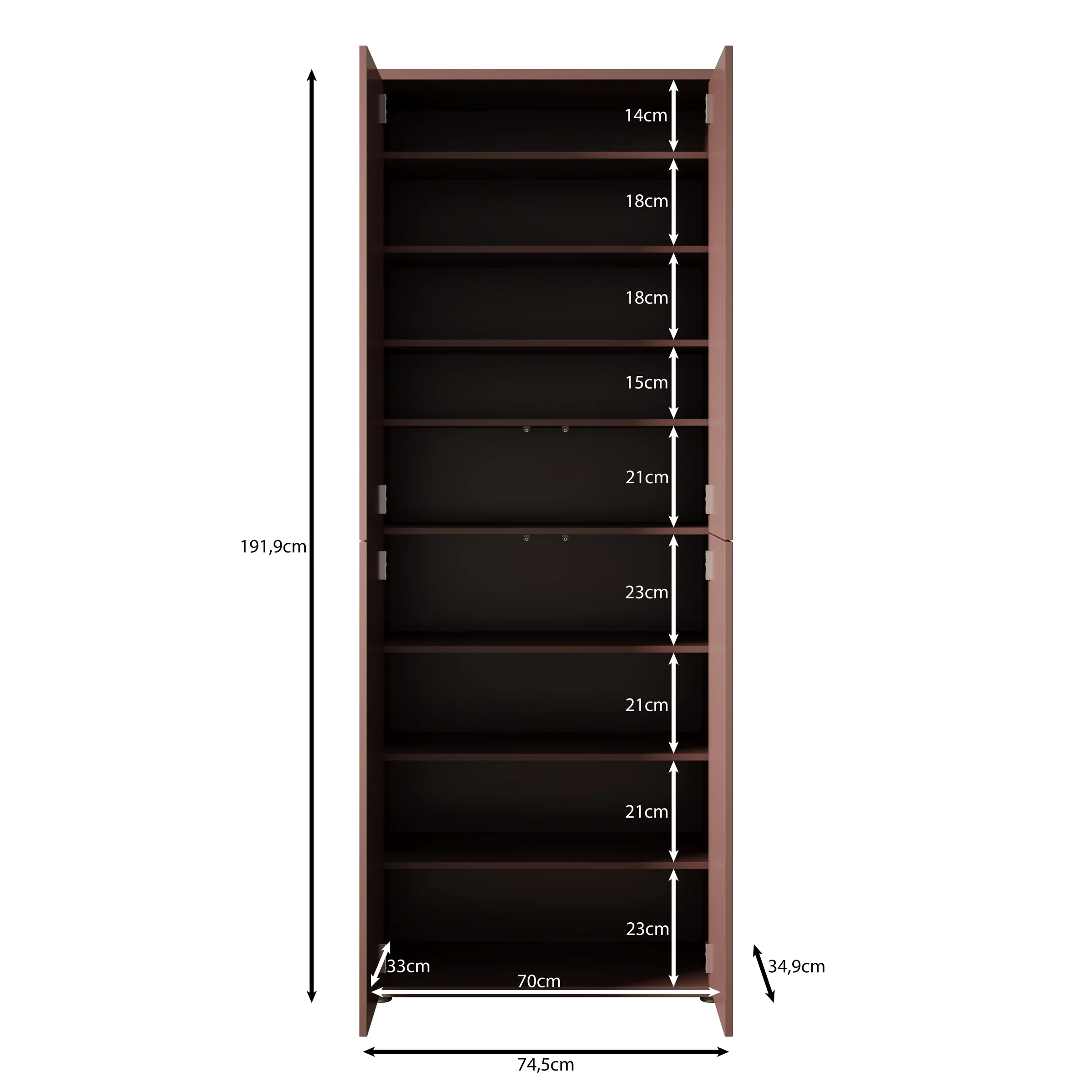 Amber - Schoenenkast - Terracotta - 75x35x192 cm - Image 5