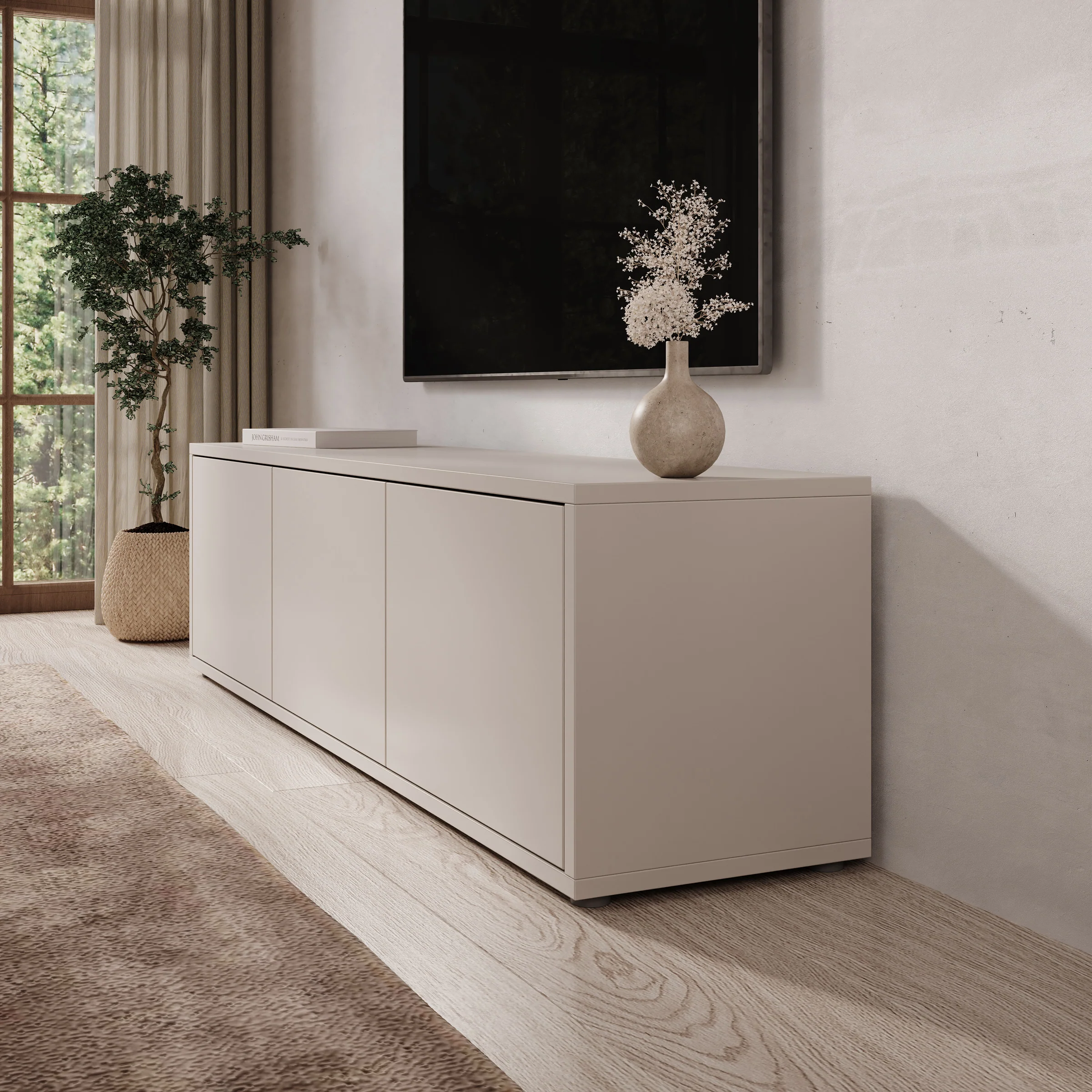 Amber - TV-Meubel - Beige - 154x35x42 cm - Image 4