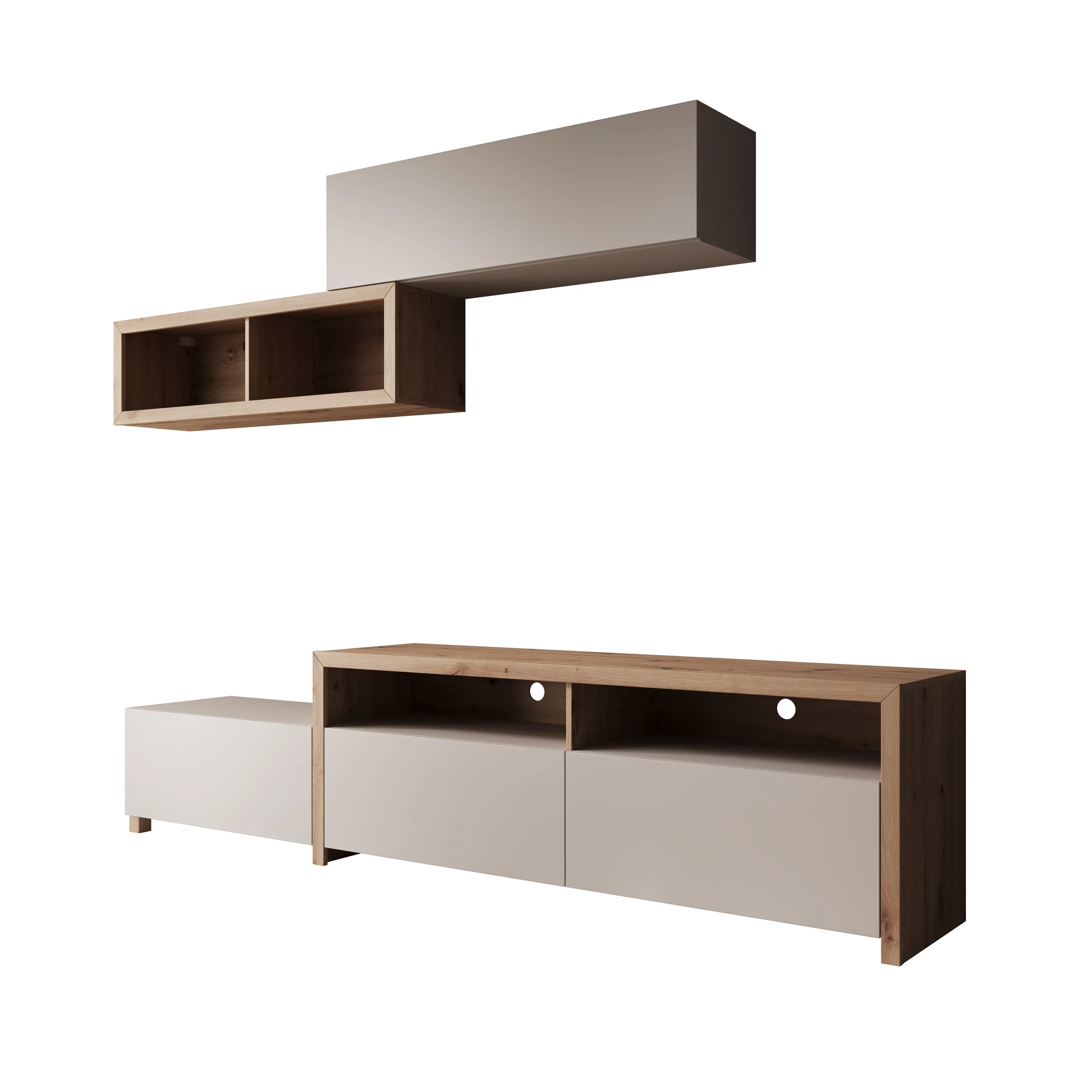 Amedeo - Wandmeubel - Beige/Eikenpatroon - 237x42x57 cm - Image 7