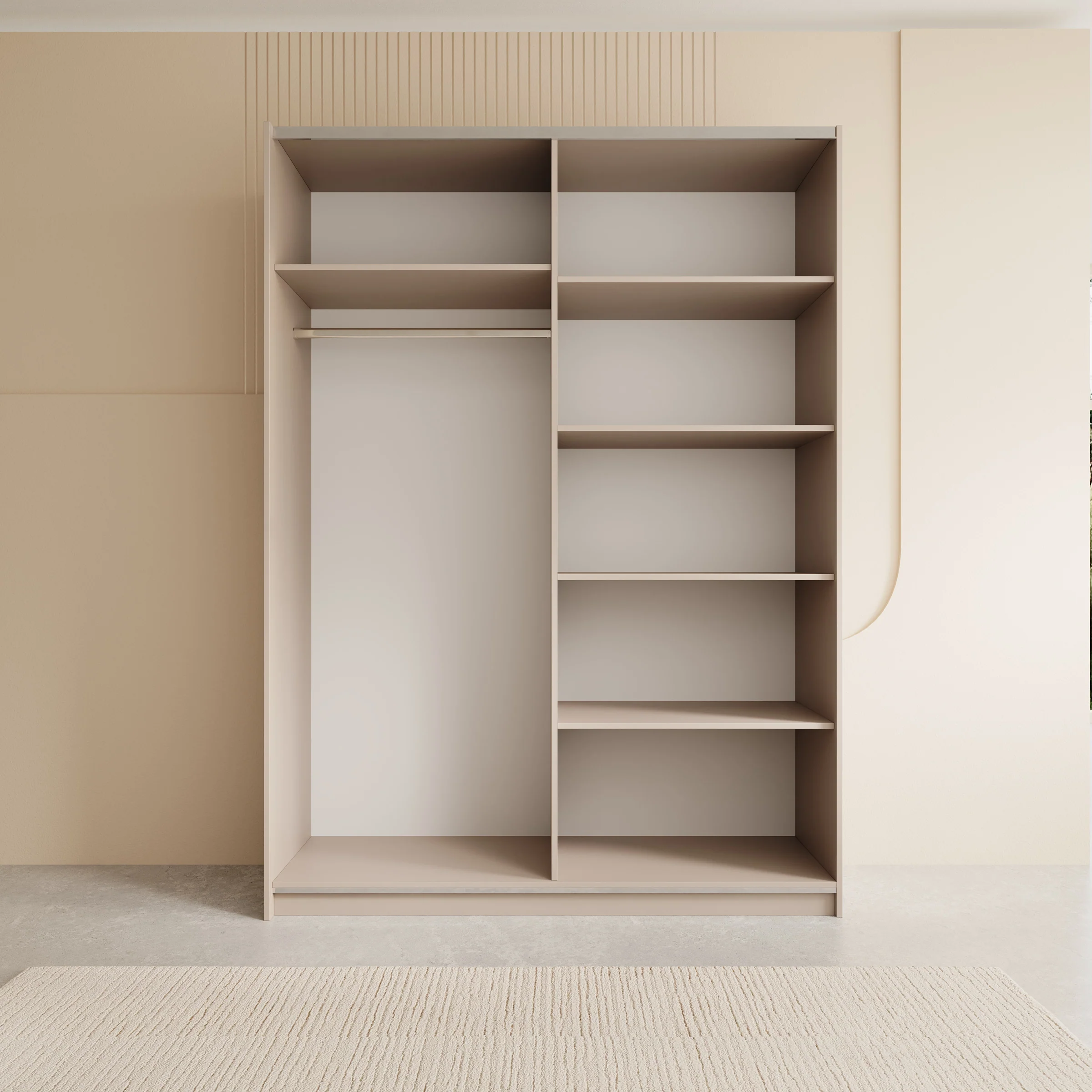 Andros - Kledingkast met schuifdeuren - Beige - 150x58x207 cm - Image 2