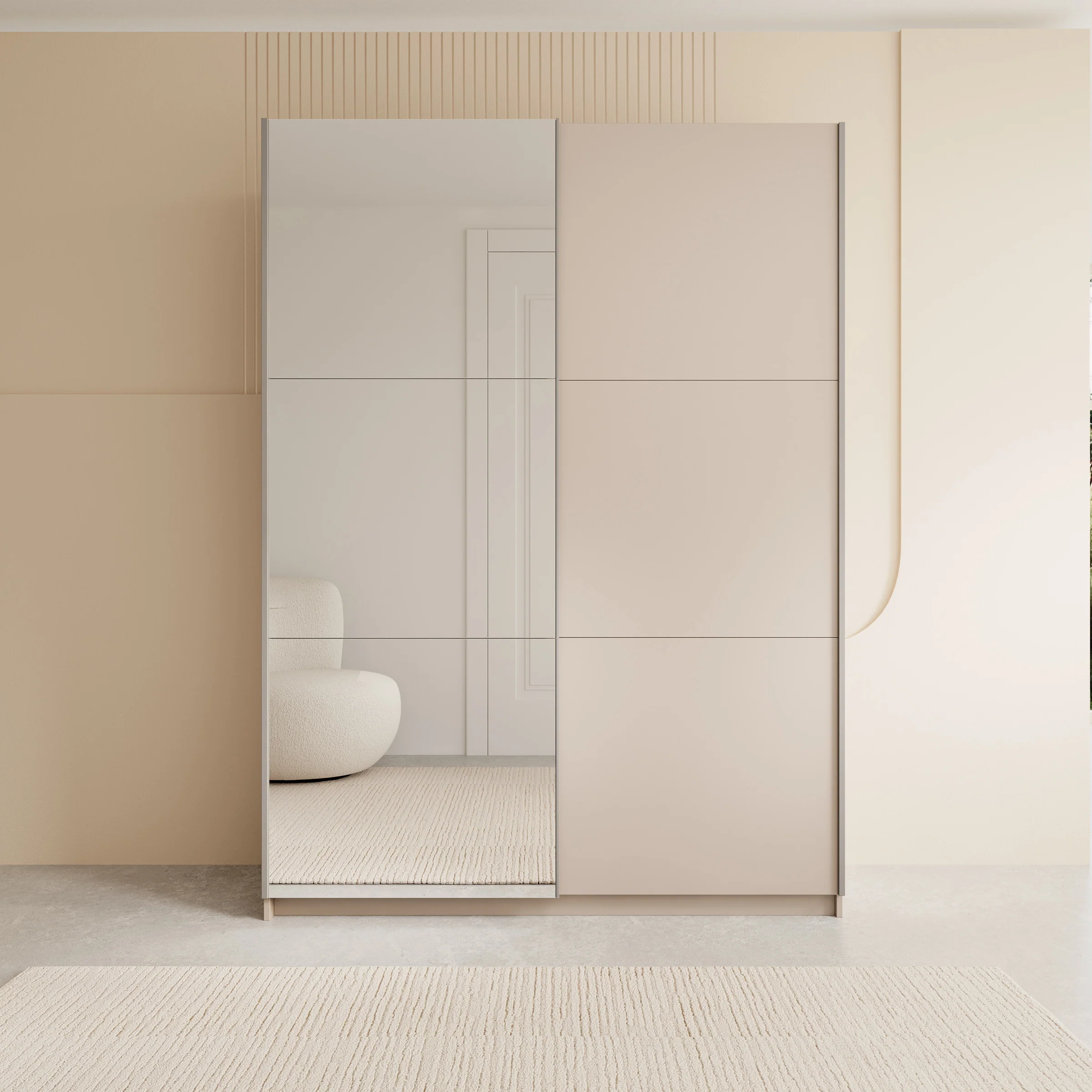 Andros - Kledingkast met schuifdeuren - Beige - 150x58x207 cm - Image 3