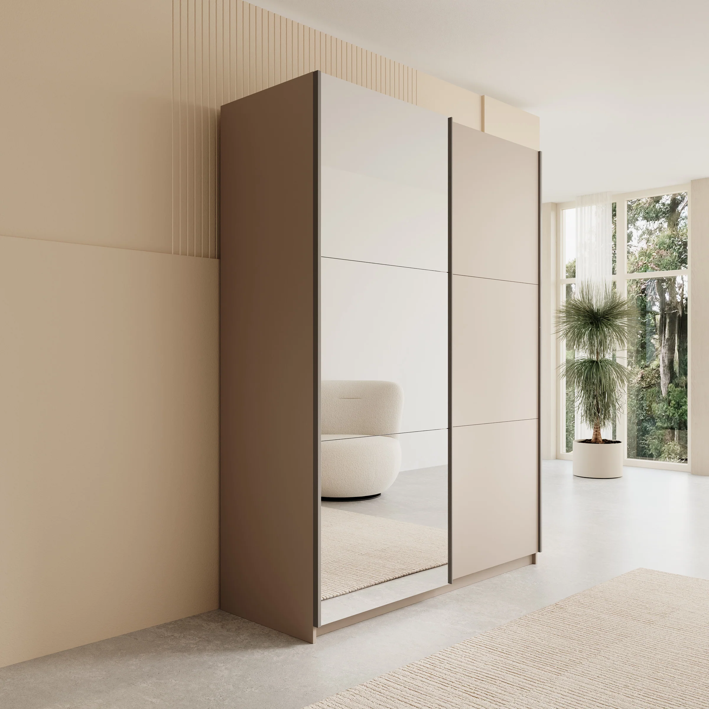 Andros - Kledingkast met schuifdeuren - Beige - 150x58x207 cm - Image 4