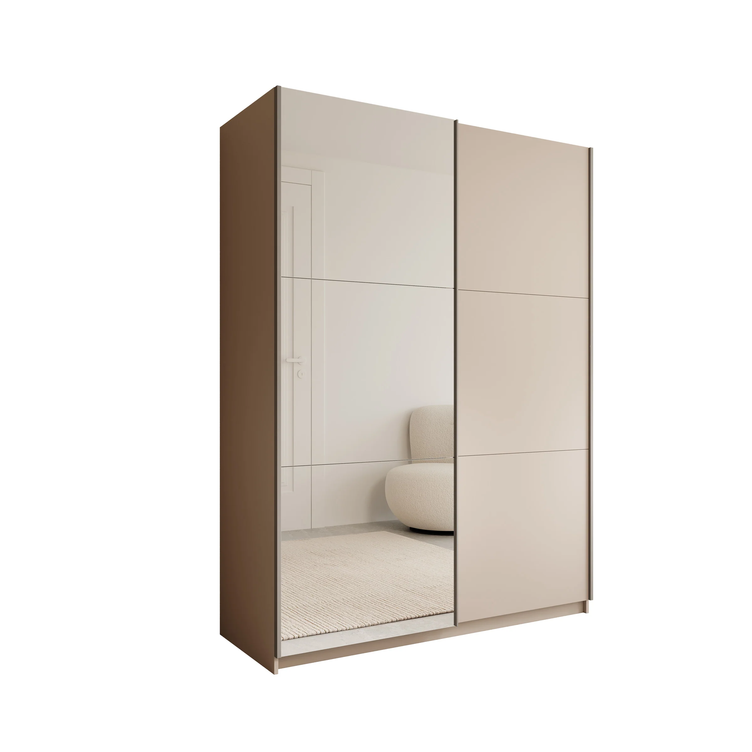 Andros - Kledingkast met schuifdeuren - Beige - 150x58x207 cm - Image 6