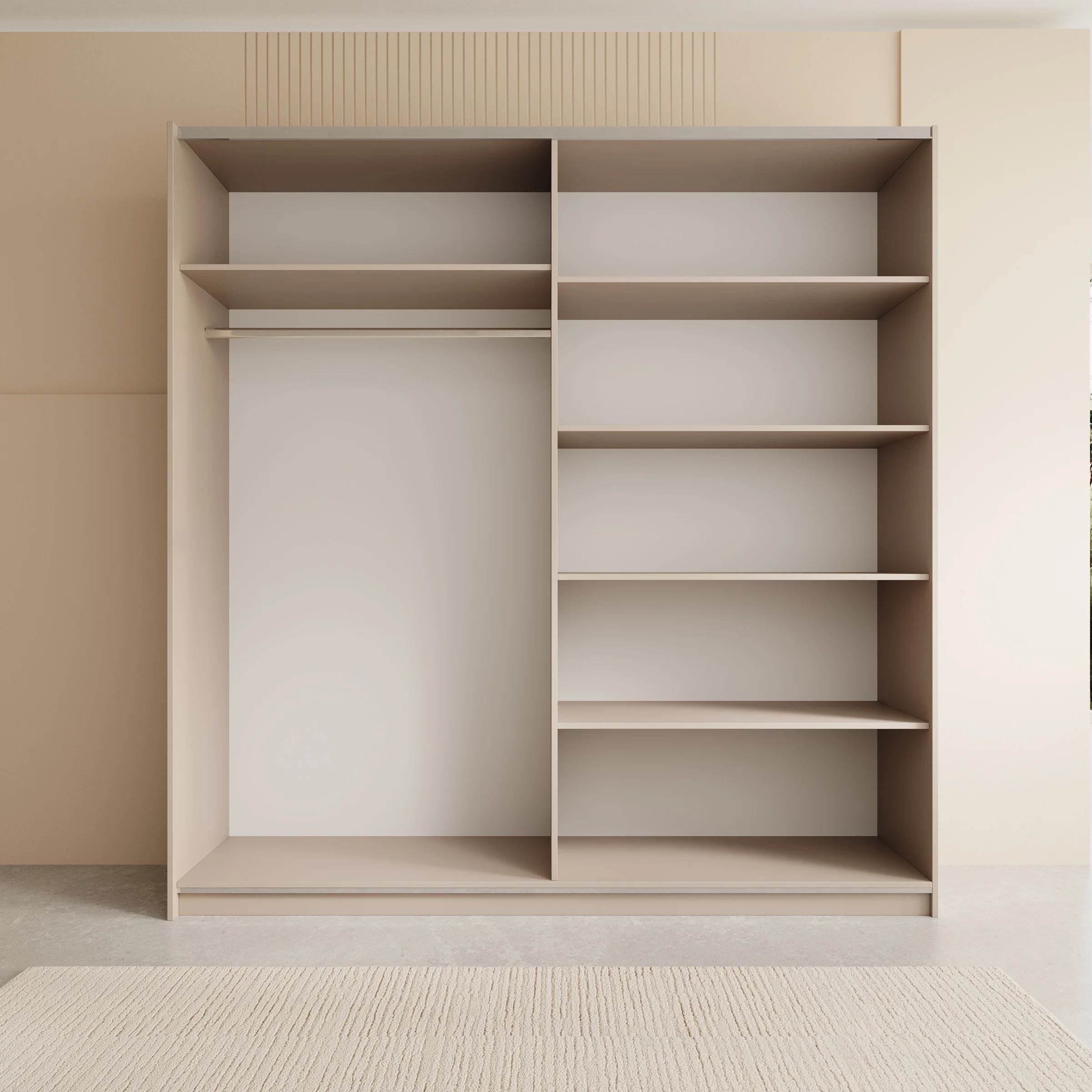 Andros - Kledingkast met schuifdeuren - Beige - 200x58x207 cm - Image 2