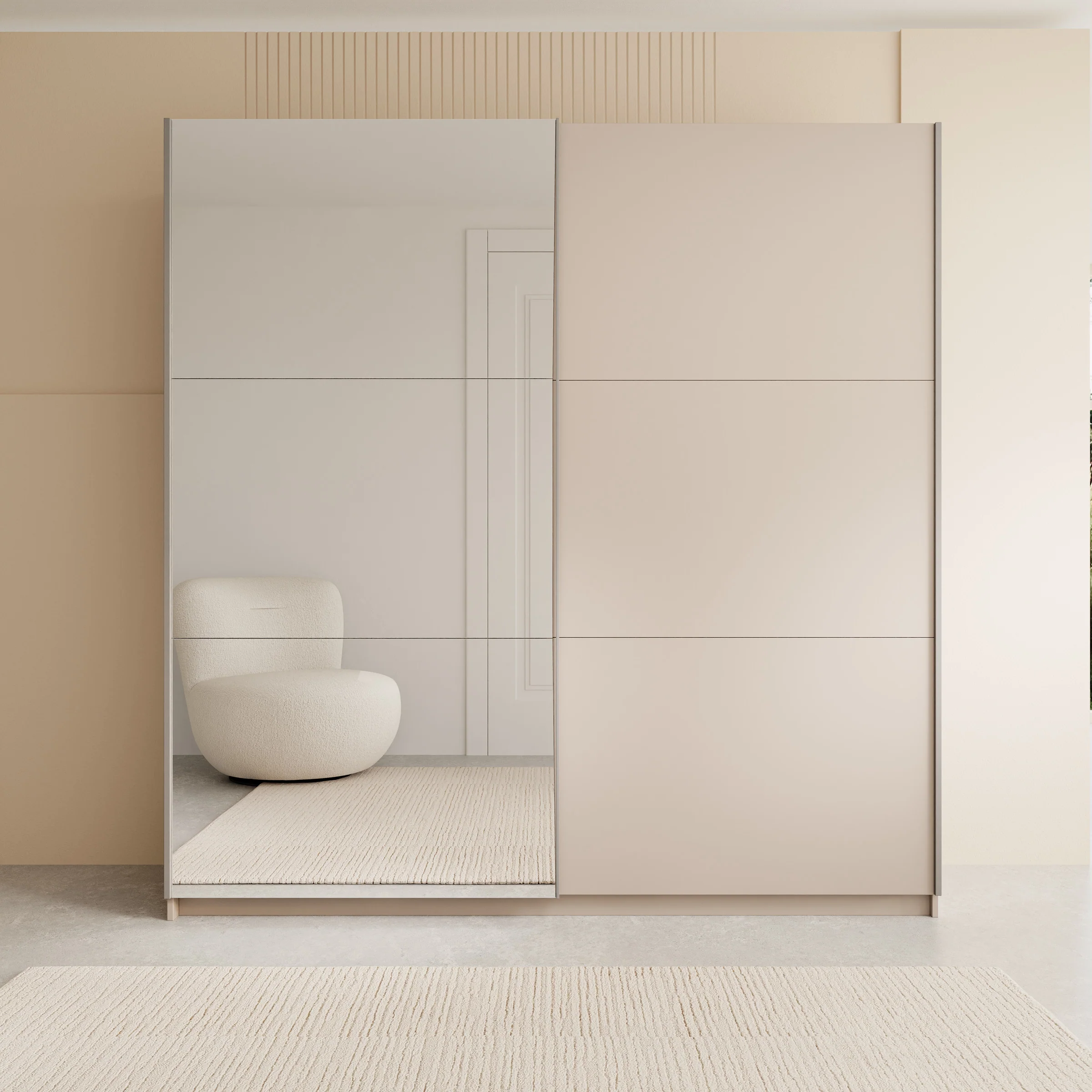Andros - Kledingkast met schuifdeuren - Beige - 200x58x207 cm - Image 3