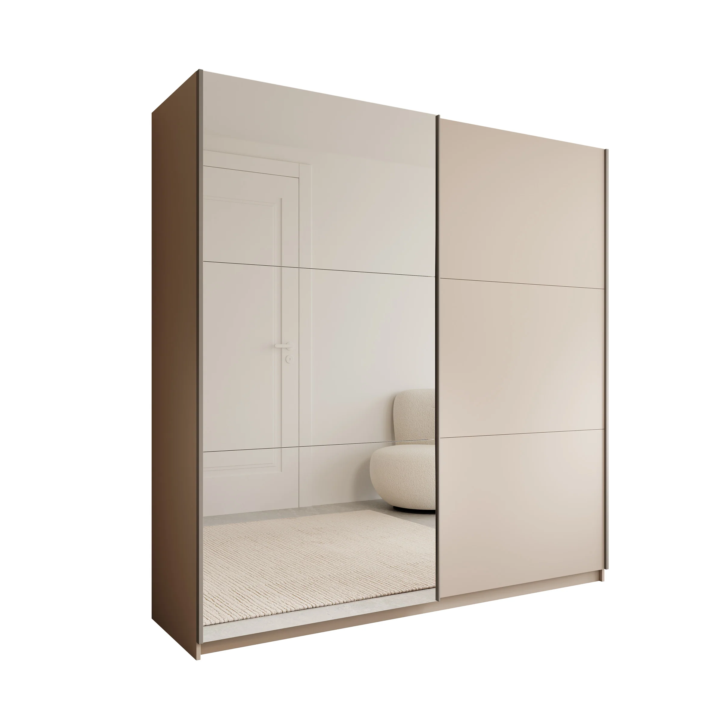 Andros - Kledingkast met schuifdeuren - Beige - 200x58x207 cm - Image 6