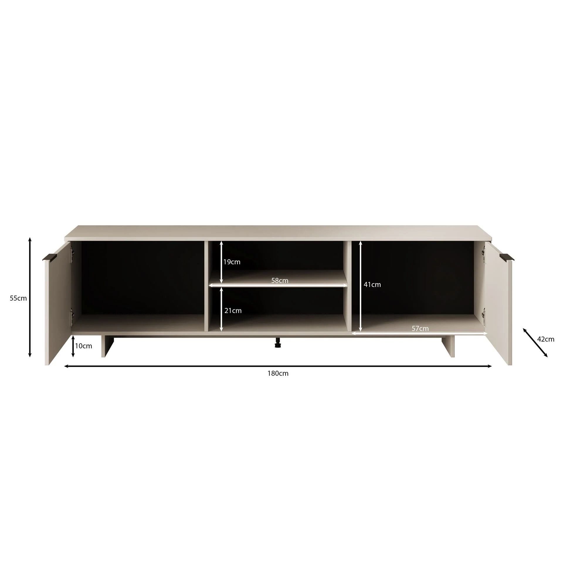 Ankara - TV-Meubel met 2 deuren - Beige - 180 cm - Image 5