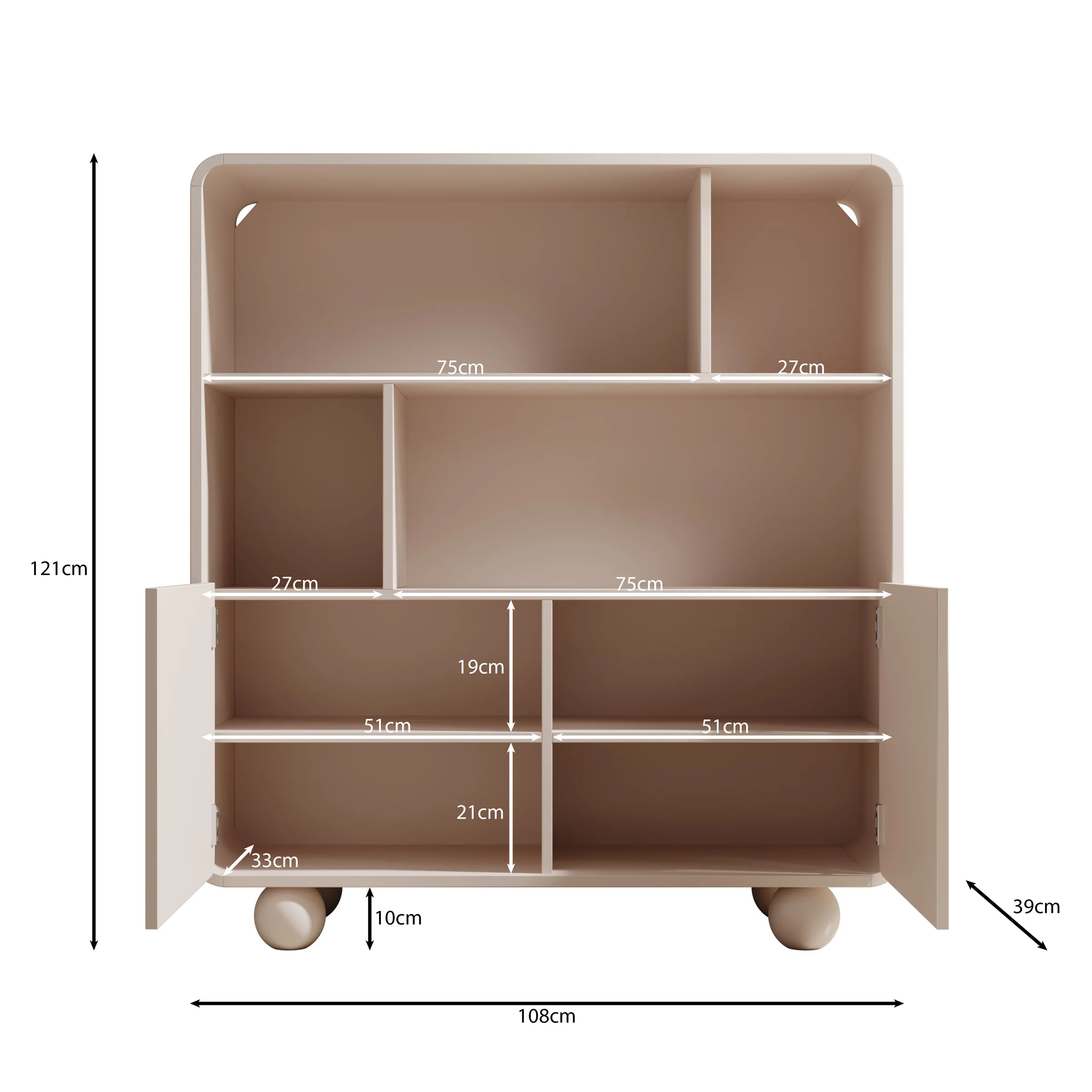 Anobo - Boekenkast - Beige - 108x39x121 cm - Image 6