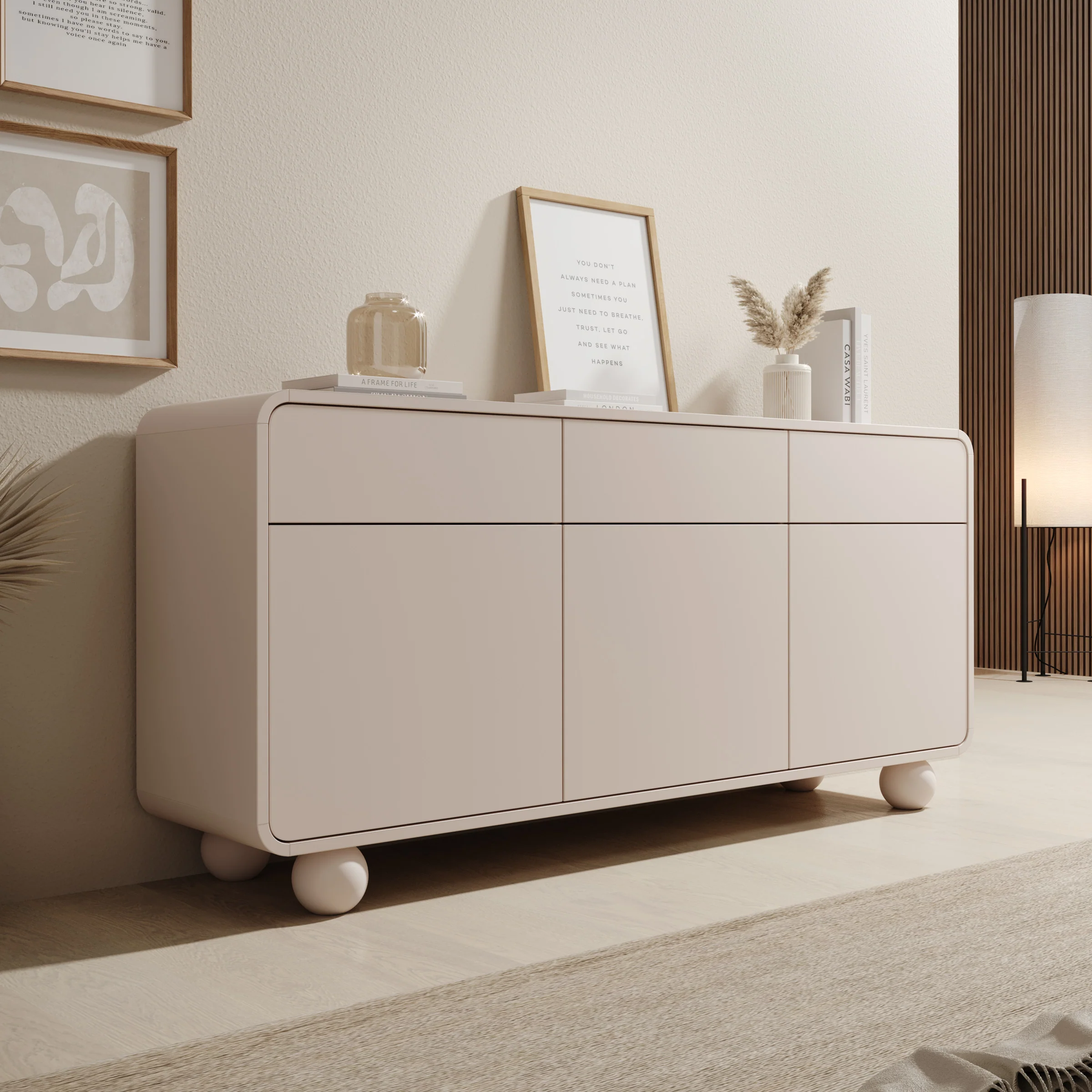 Anobo - Dressoir - Beige - 160x39x75 cm