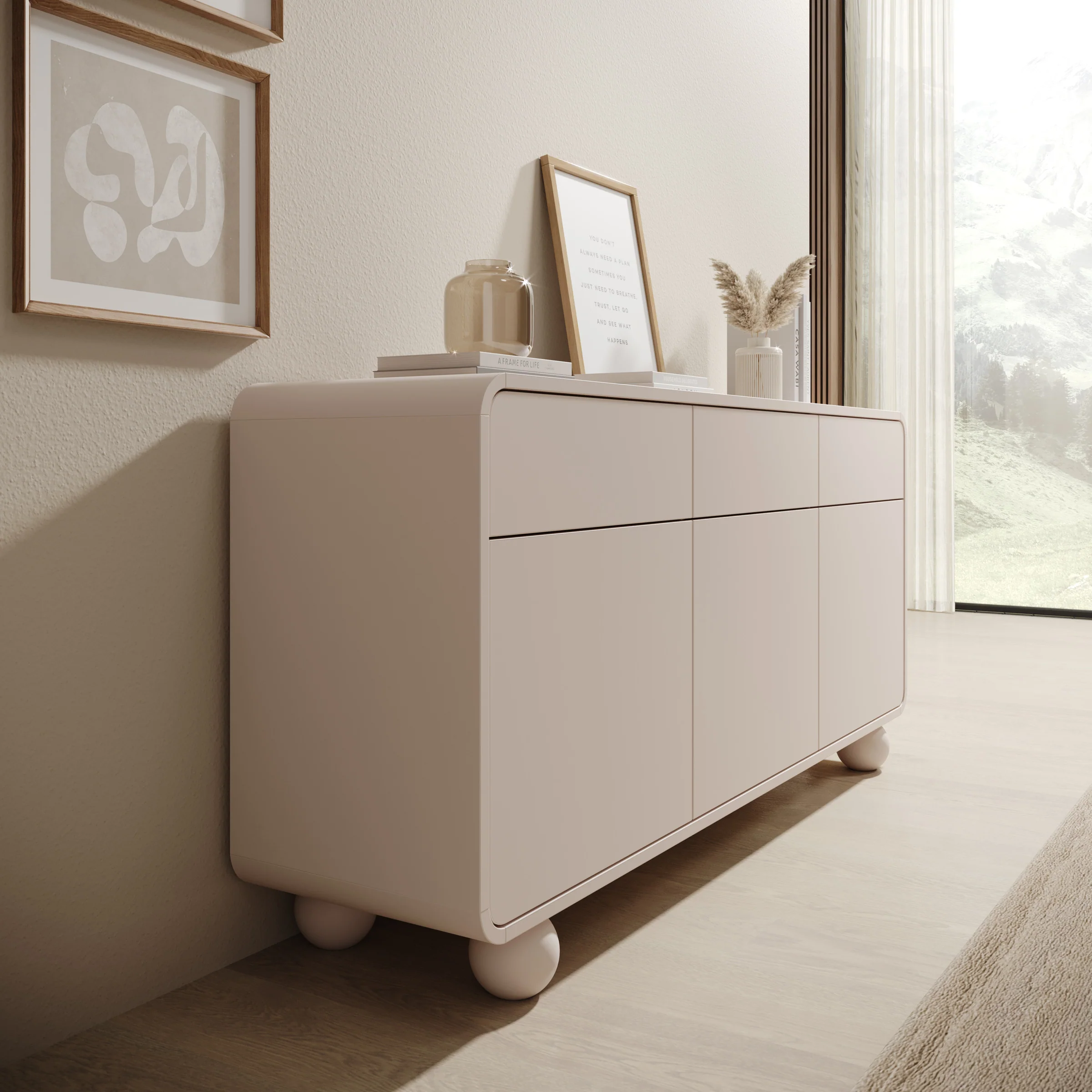 Anobo - Dressoir - Beige - 160x39x75 cm - Image 4