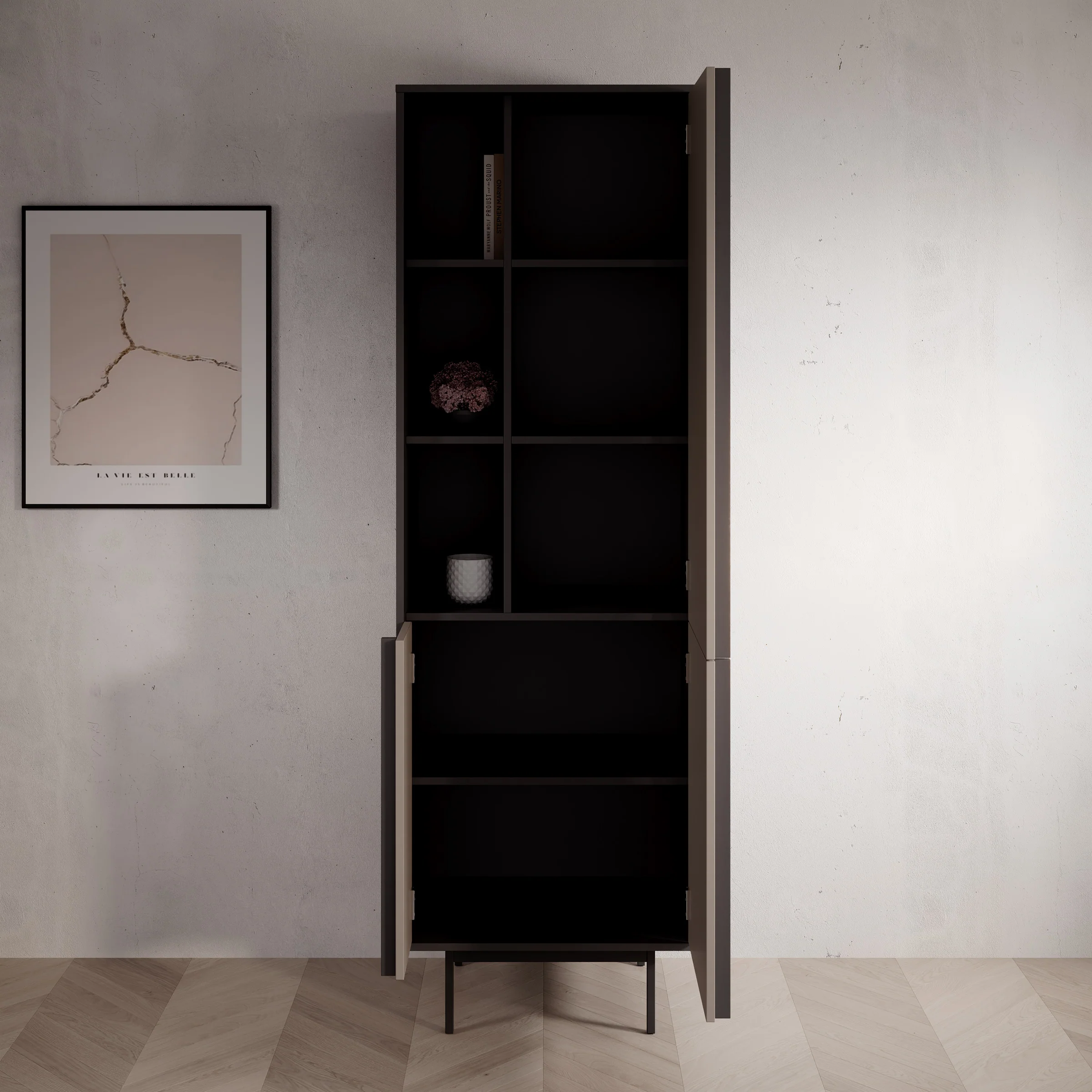 Antigo - Boekenkast - Beige/Antraciet - 63x43x195 cm - Image 2