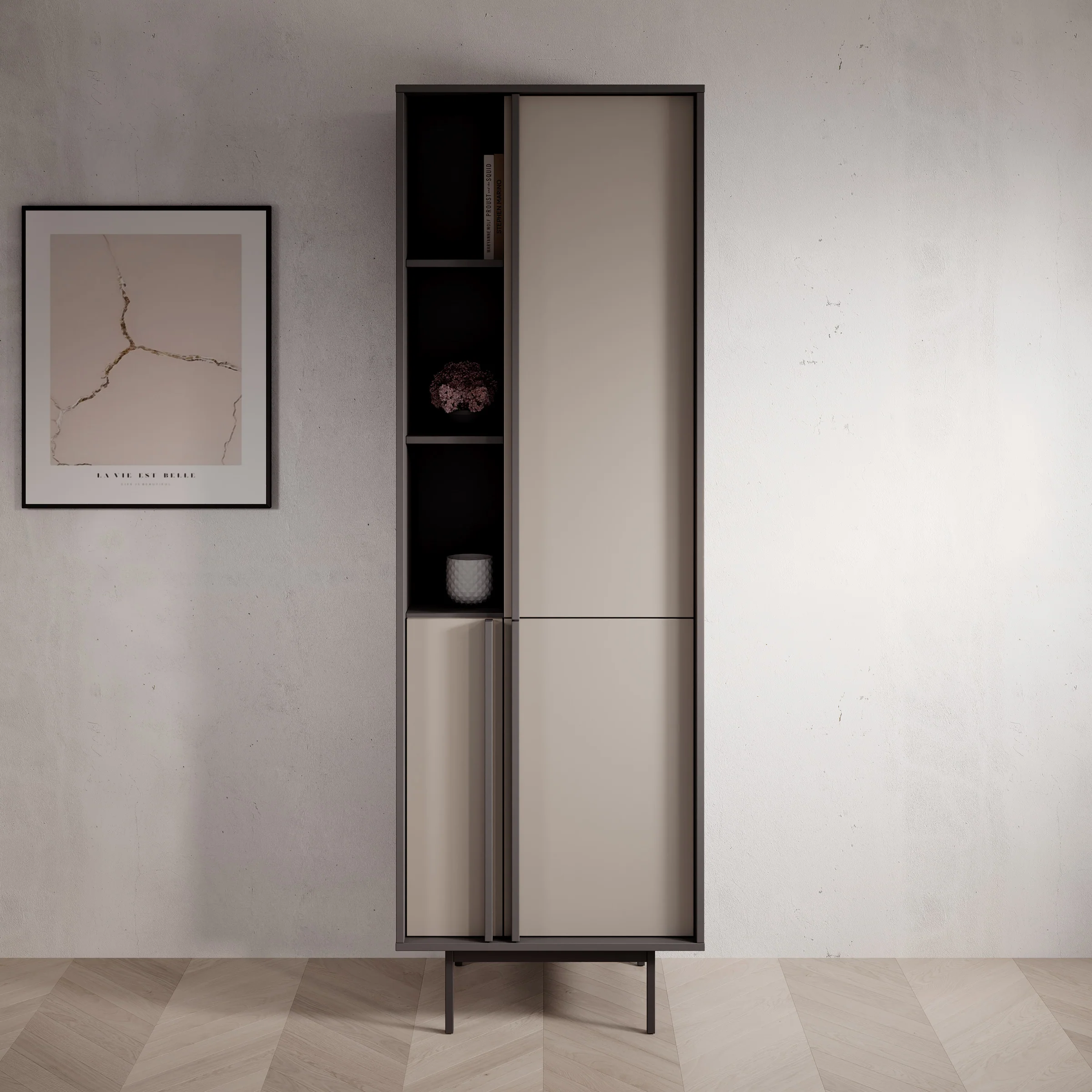 Antigo - Boekenkast - Beige/Antraciet - 63x43x195 cm - Image 3
