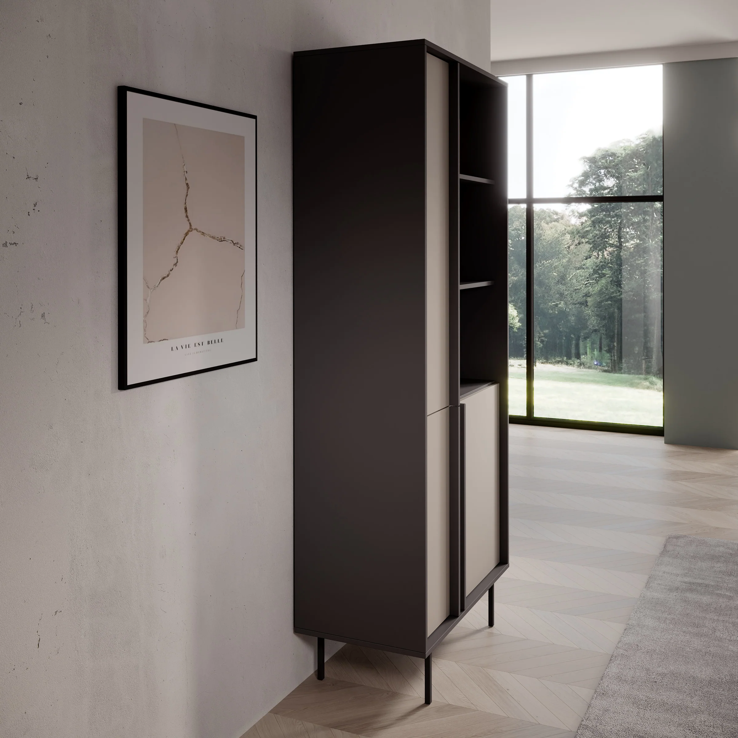 Antigo - Boekenkast - Beige/Antraciet - 83x43x195 cm - Image 4