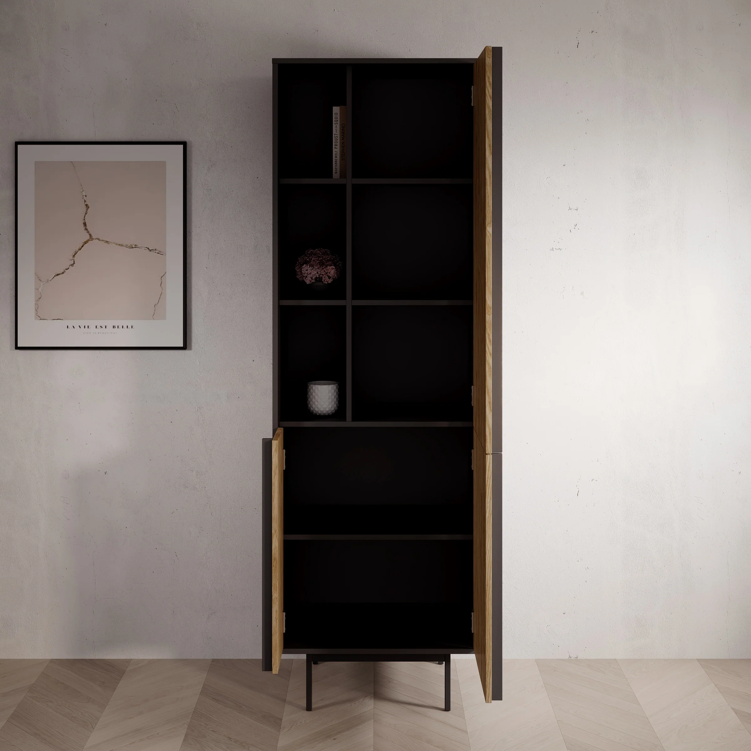 Antigo - Boekenkast - Eiken/Antraciet - 63x43x195 cm - Image 2