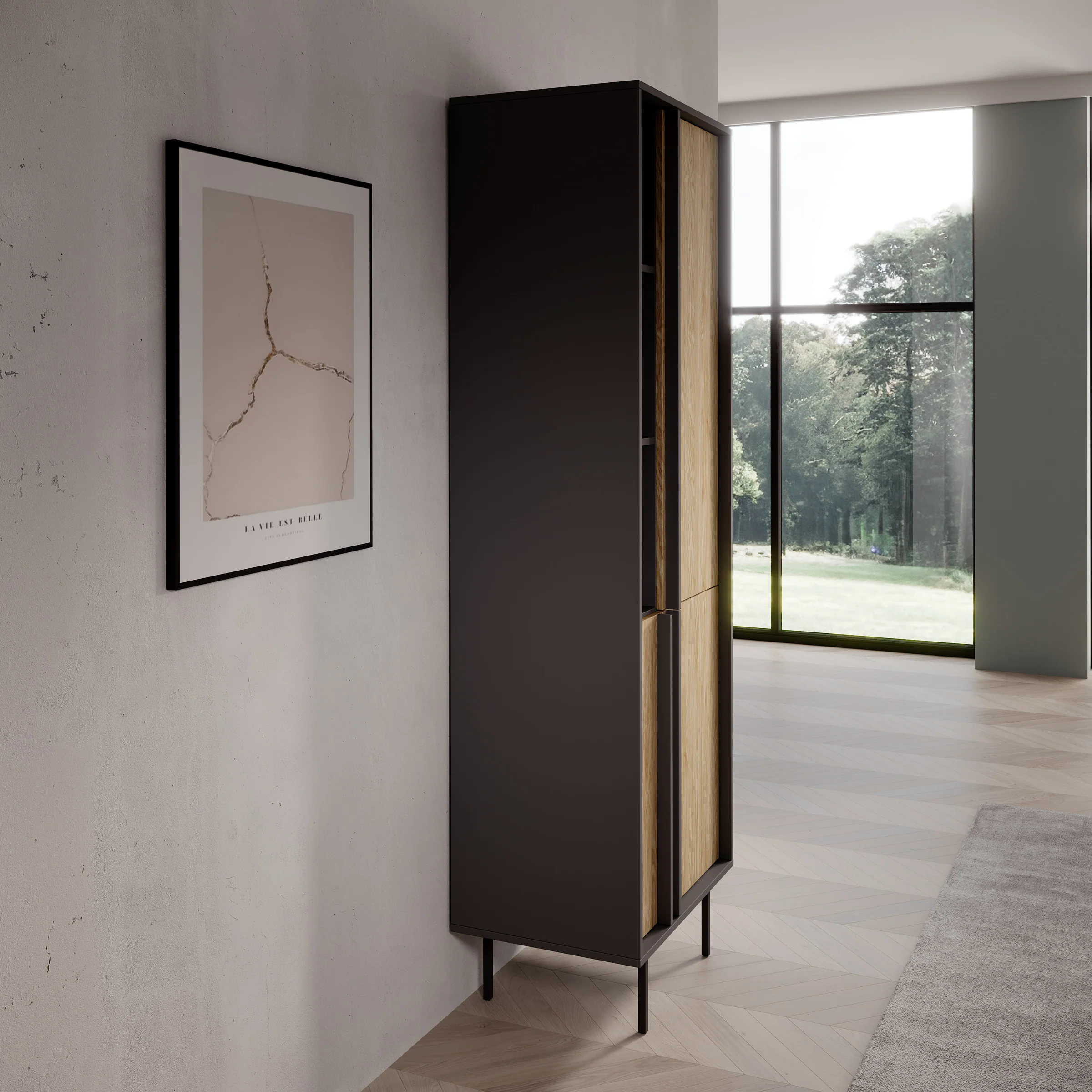 Antigo - Boekenkast - Eiken/Antraciet - 63x43x195 cm - Image 4